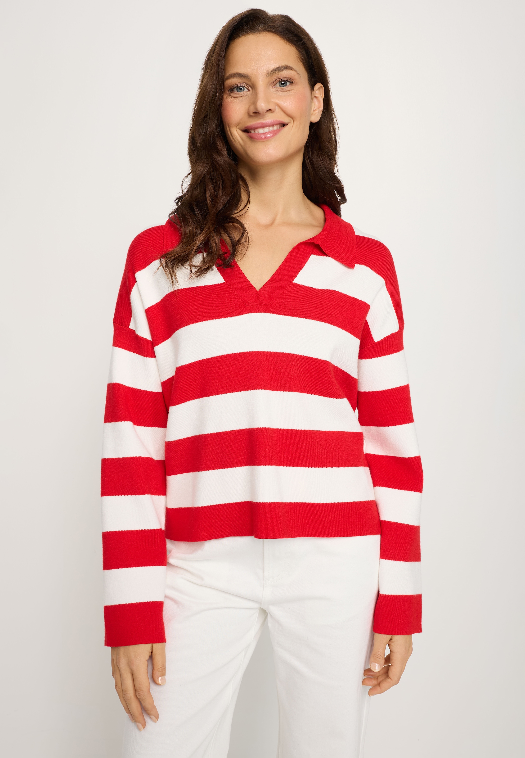 LASCANA Polokragenpullover mit Blockstreifen, Strickpullover, casual-sportiv