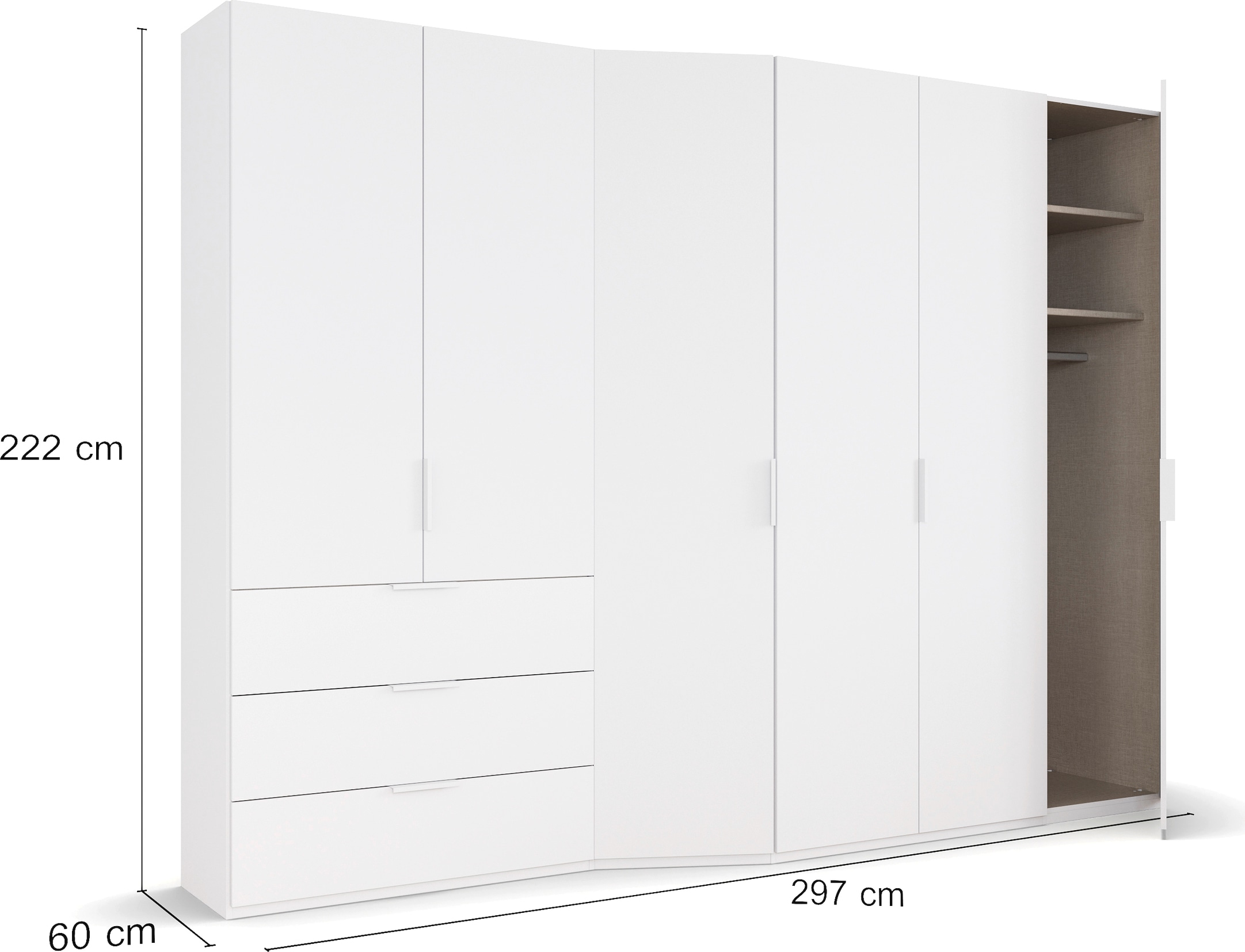 rauch Drehtürenschrank »Kleiderschrank Schrank Garderobe Wäscheschrank WAVE«, in 2 unterschiedlichen Tiefen, mit Soft-Close Funktion MADE IN GERMANY