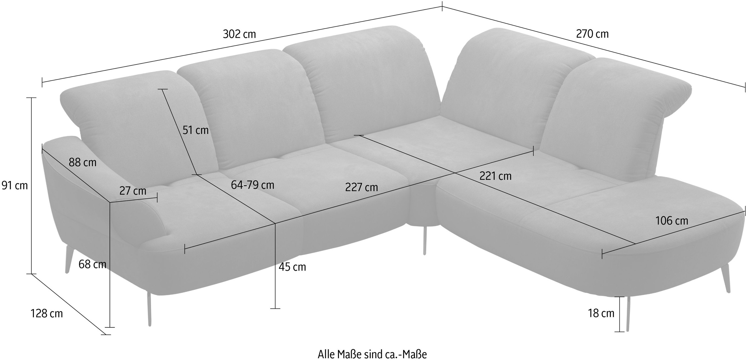 sit&more Ecksofa »Dance«, inkl.System Click&Seat und Sitztiefenverstellung