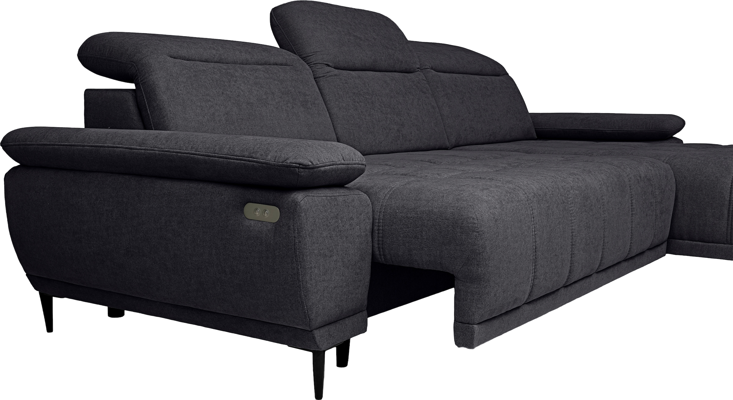 WERK2 Ecksofa »Focus-S, inkl. elektr. Sitzvorzug, manuelle Kopfteilverstellung« elektr. Sitztiefenverstellung, flexible Kopfstützen, 12cm Füße, L-Form