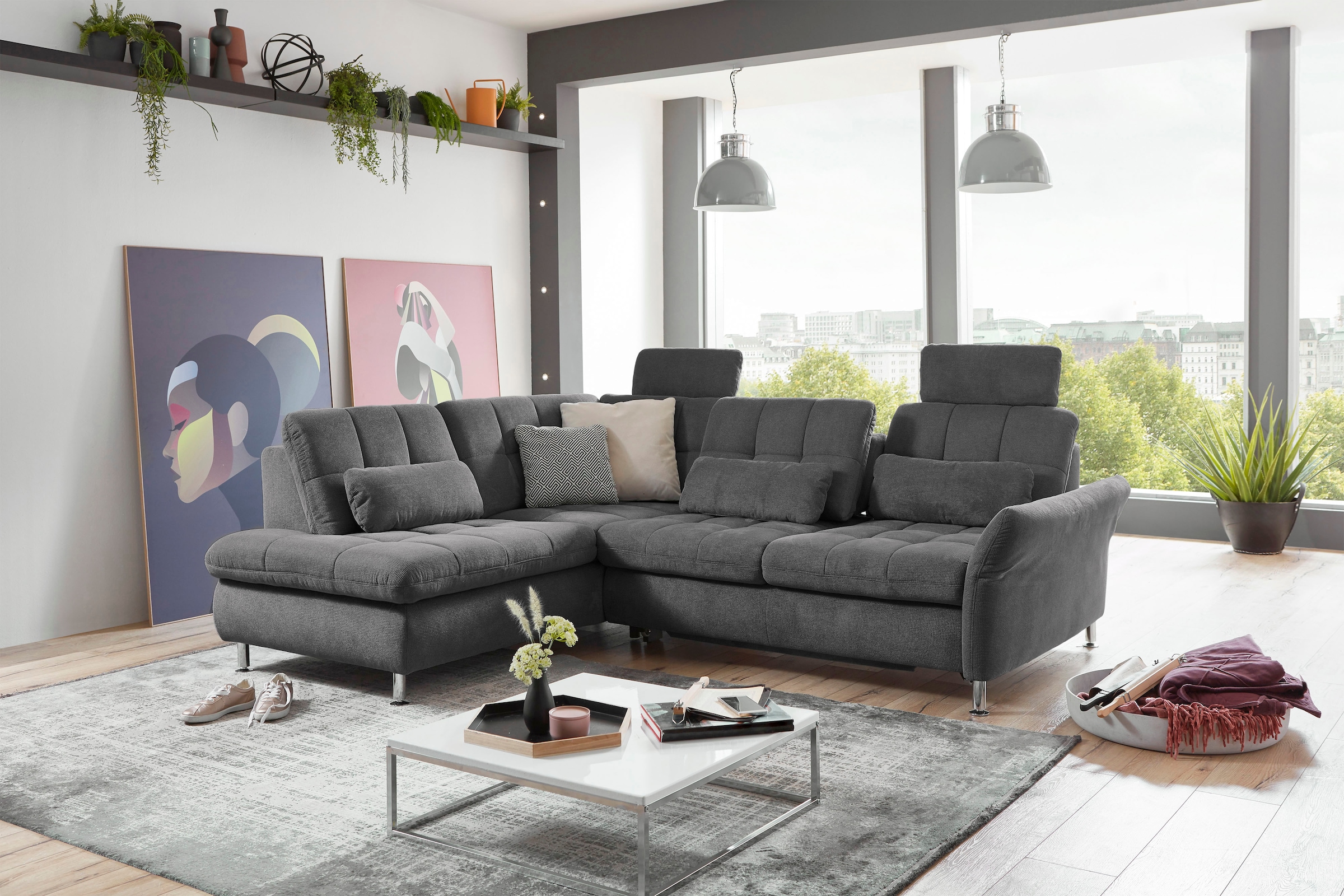 Die PlanBar Ecksofa »MP-IN20016 L-Form mit Kaltschaum-Polsterung«, wahlweise mit Kopfstützen und Bettfunktion, mit Kaltschaum-Polsterung