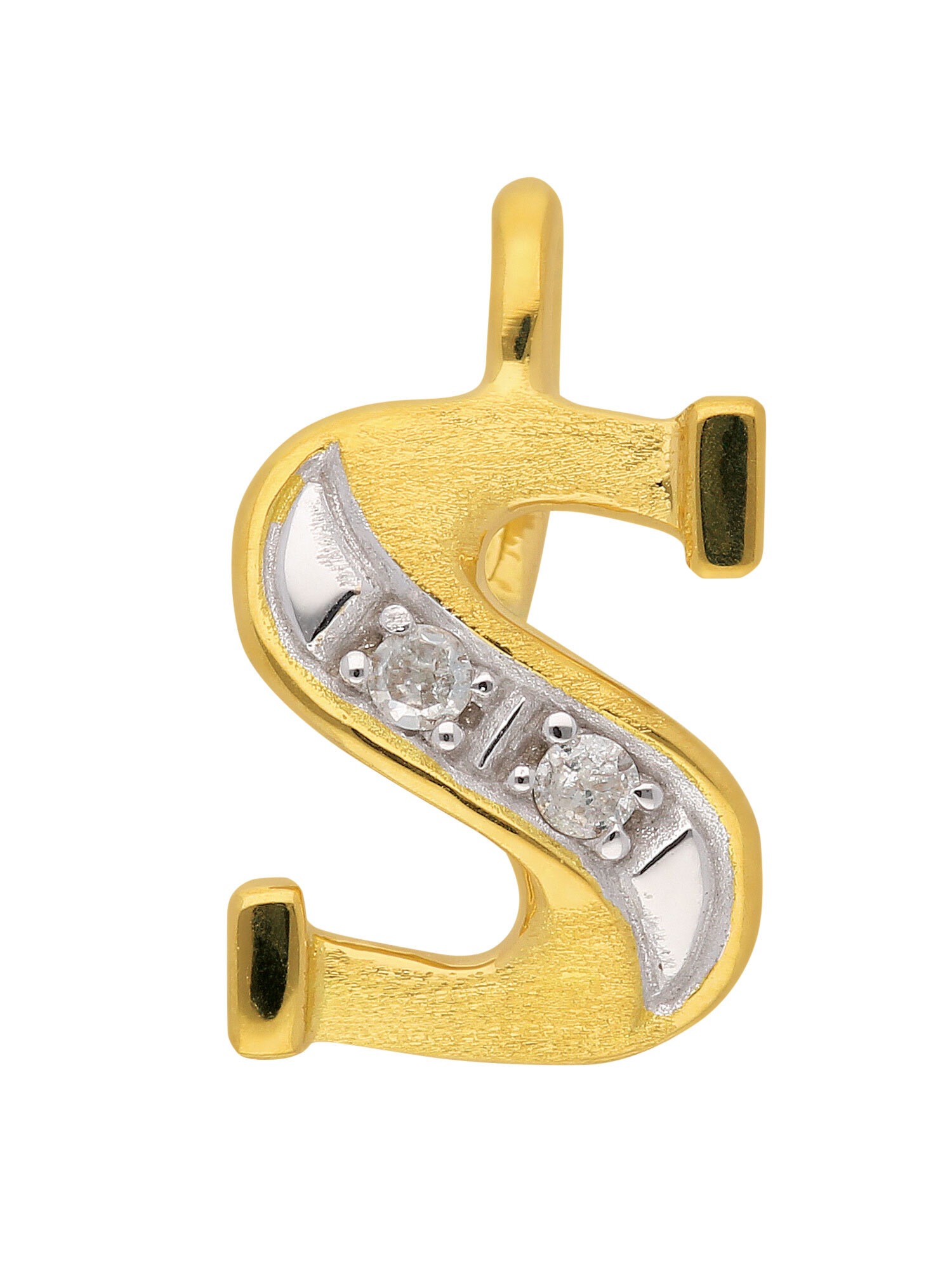 ADELIA ́S Damen Buchstabenanhänger "Damen Gold Schmuck 585 Gold Buchstabenanhänger mit Diamant", 0,02 VVS = sehr sehr kleine Einschlüsse S, Gold,