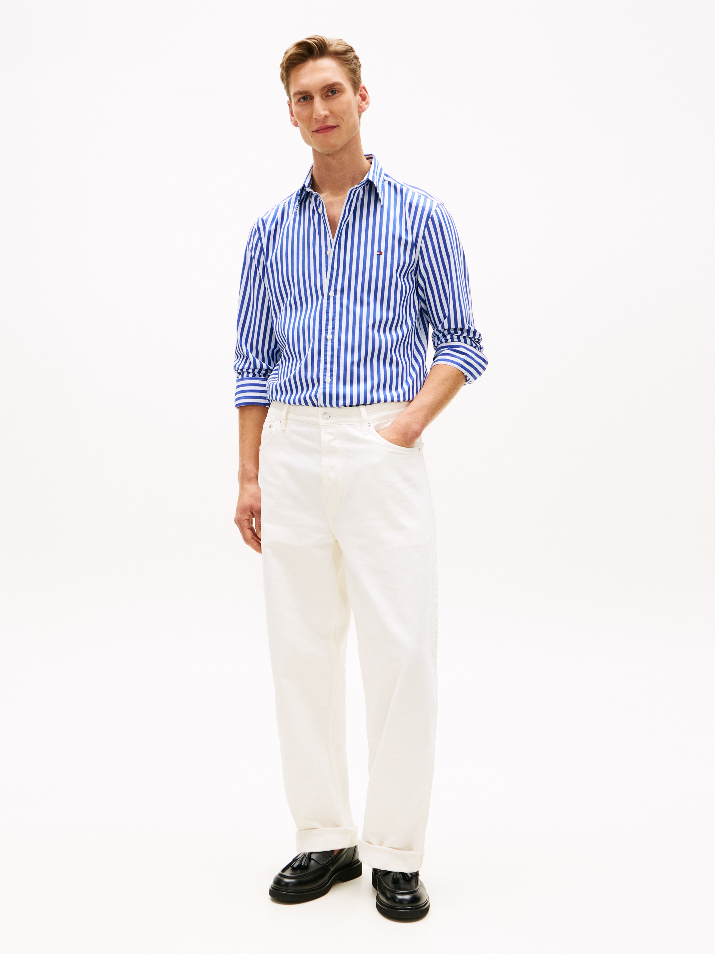 Thumbnail - Tommy Hilfiger Langarmhemd "FLEX POPLIN CLASSIC STP Regular Fit" gestreift, Button-Down-Kragen