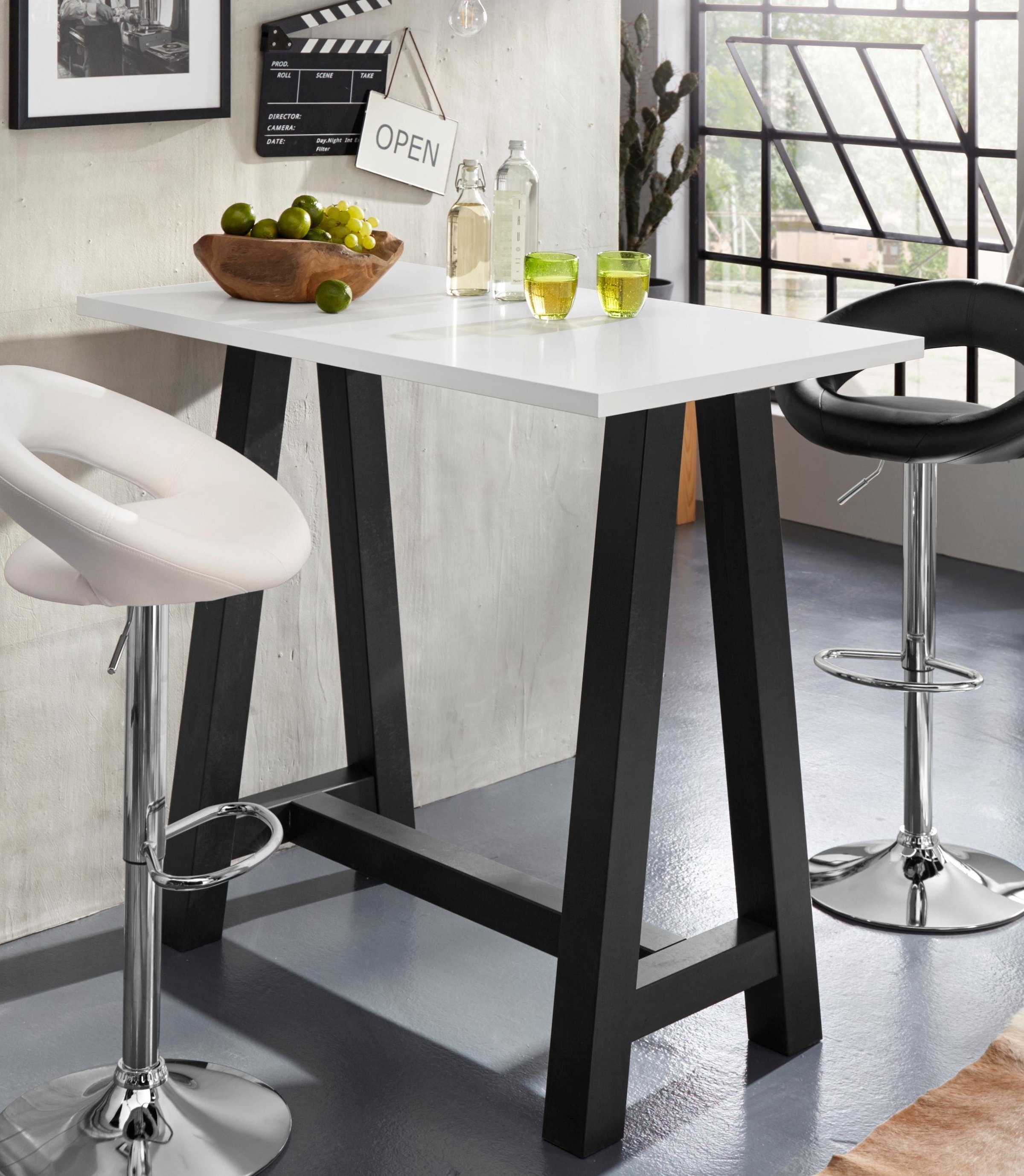 MCA furniture Bartisch »Zarina«, Gestell Tischplatte | mit bestellen Edelstahl Bartisch mit BAUR Glaskeramik