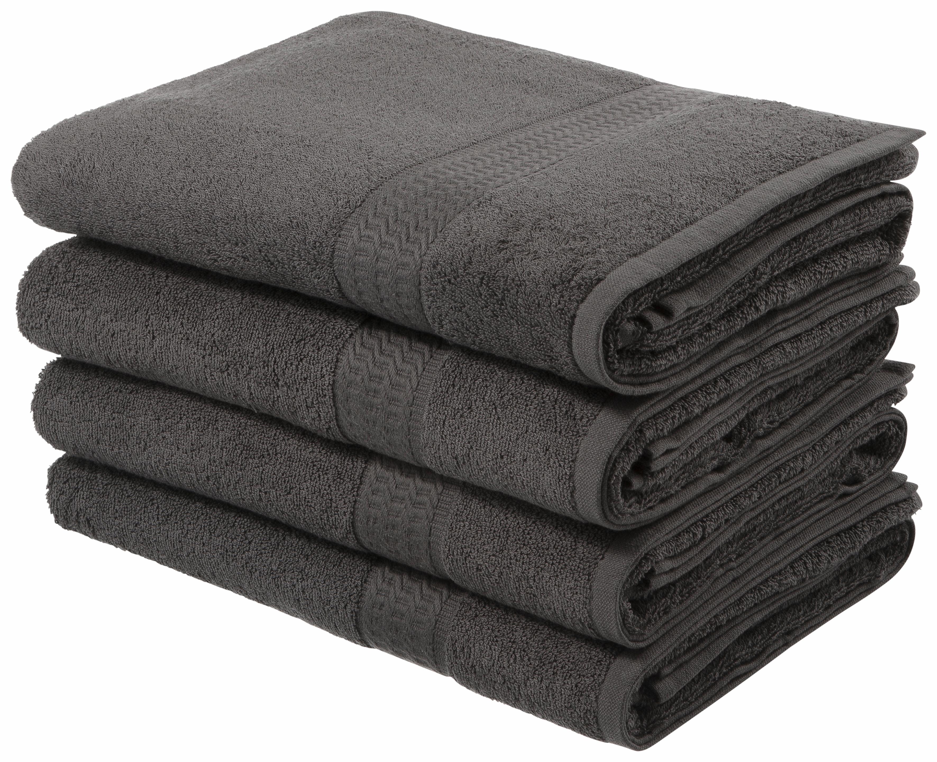 OTTO home Duschtücher "Juna, als Set und Serie erhältlich, 4 Duschtücher, 70x140cm" Handtuch Set, 100% Baumwolle, mit Bordüre, Uni-Farben, weich