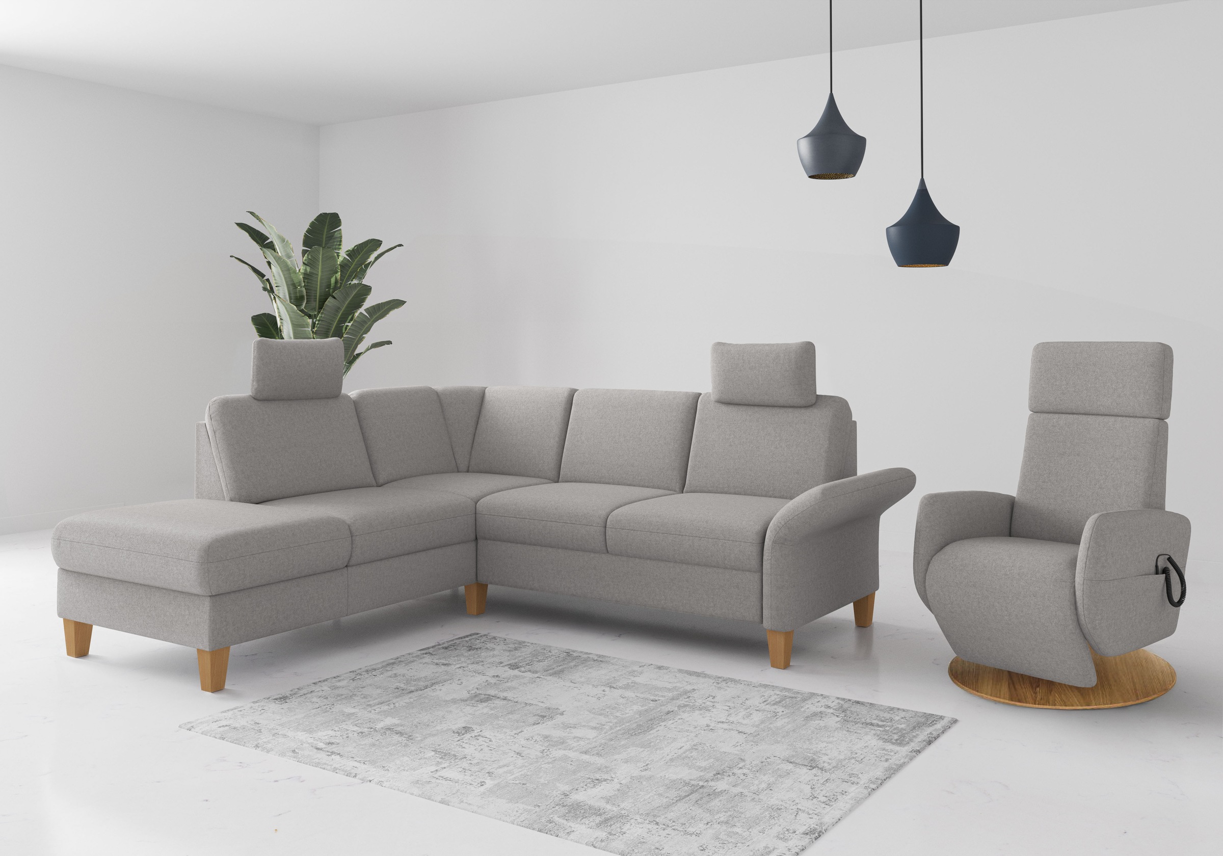 Home affaire Ecksofa »Rochelle«, wahlweise mit Armlverstellung, Klappbett mit Rollen & Bettkasten