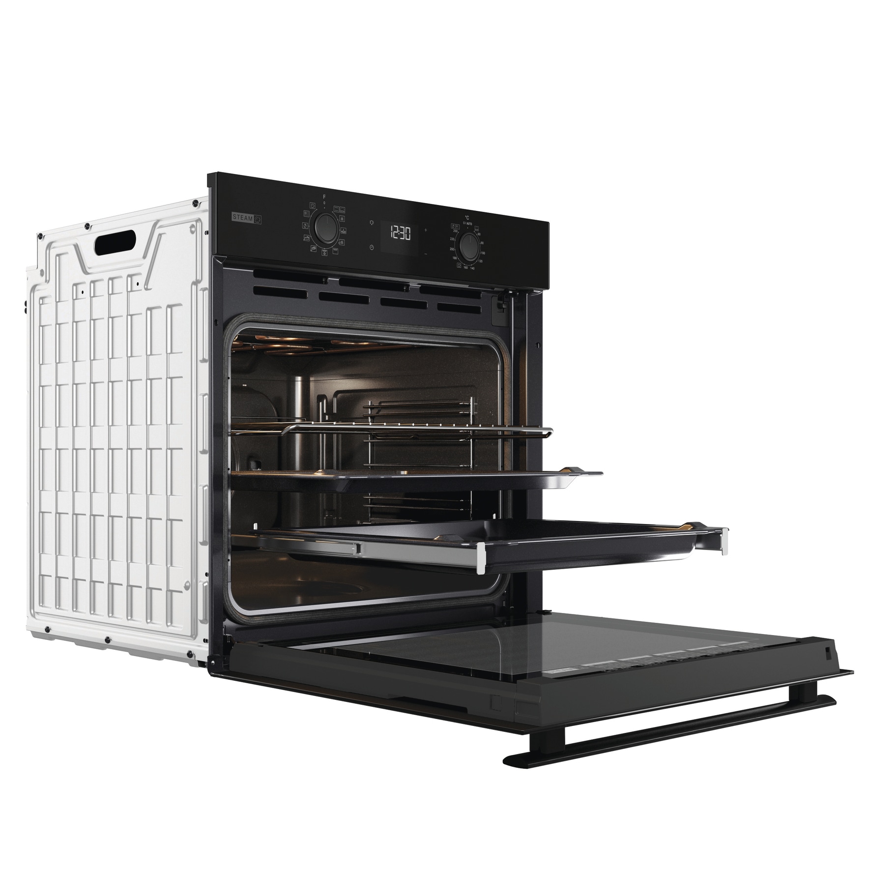 BAUKNECHT Backofen-Set »BAKO 820 Pyro Steam«, mit 1-fach-Teleskopauszug, (Set, 2 St.), GentleSteam - für ein saftiges Inneres und ein knuspriges Äußeres