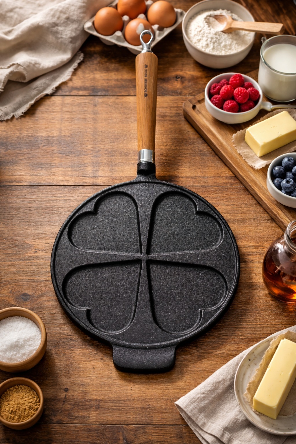 Ronneby Bruk Bratpfanne »Maestro Herzpfannkuchen-Pfanne, Ø 24 cm, mit Holzgriff« Gusseisen 1 tlg.