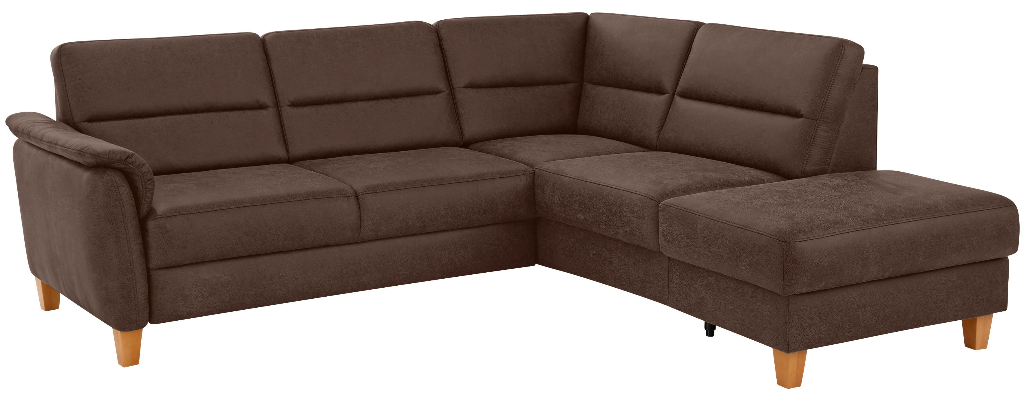 Home affaire Ecksofa "Palmera, L-Form, B: 236 cm, Bettfunktion & Bettkasten wählbar" Federkern-Polsterung, Sitzhöhe 48 cm, handgefertigt, stilvolles Design