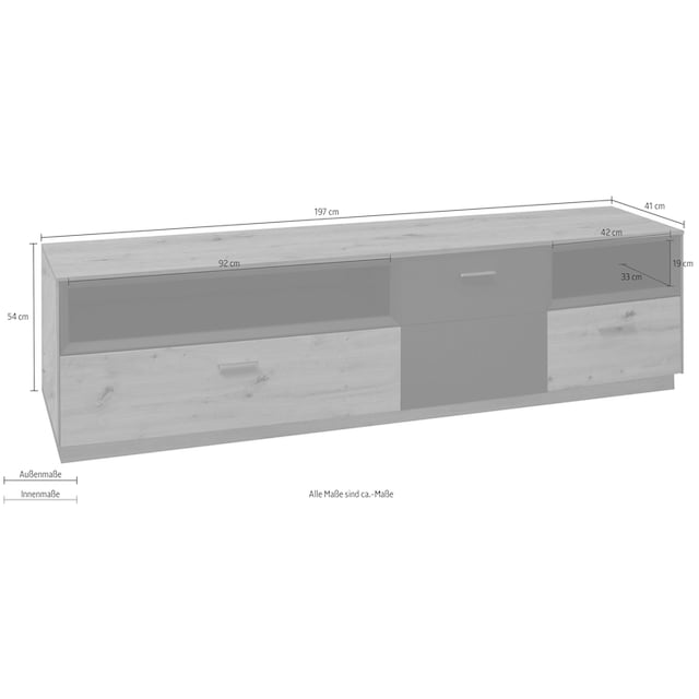 Mäusbacher Lowboard »Frame«, Breite 197 cm bestellen | BAUR