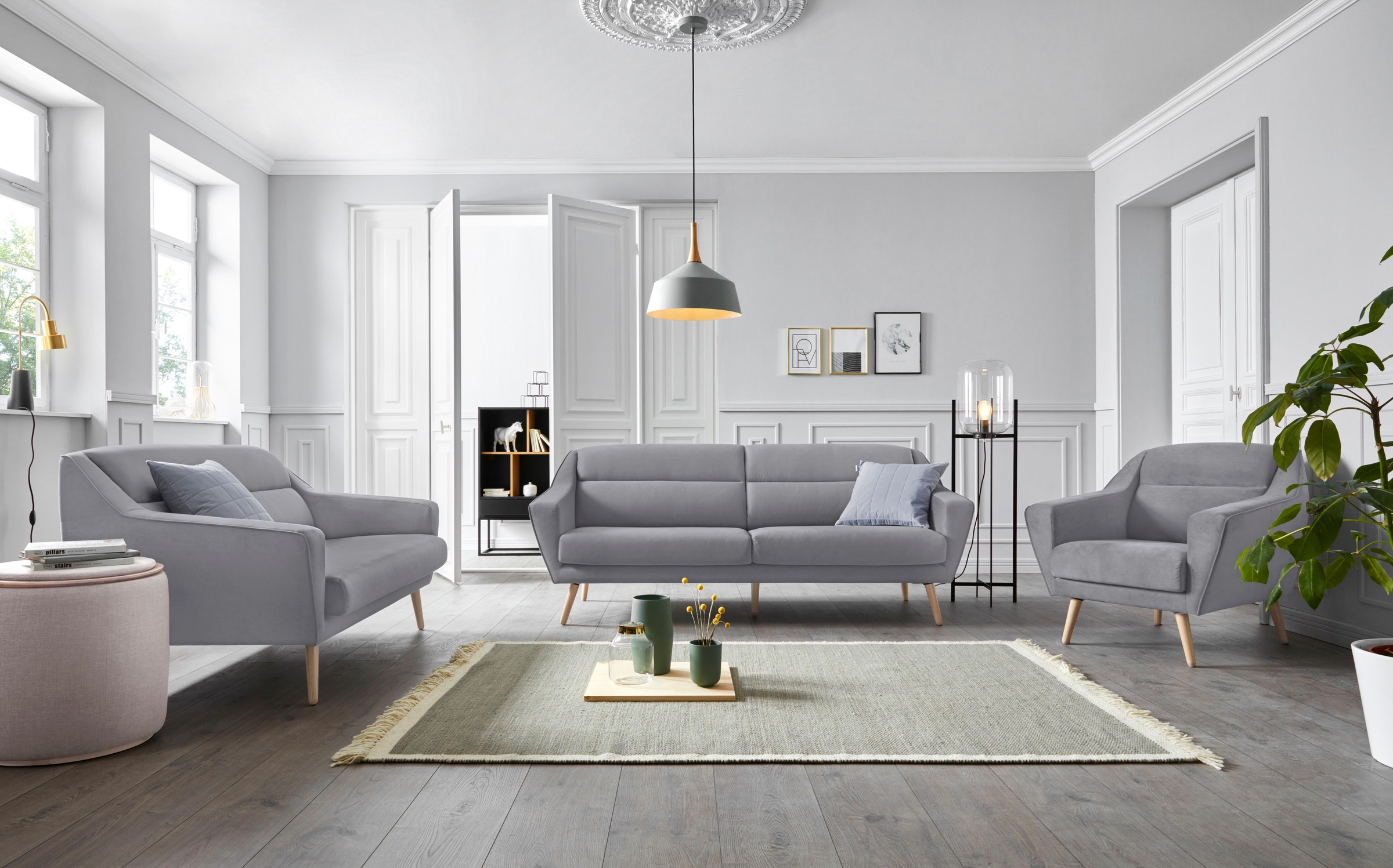 OTTO home 2-Sitzer "Bille" mit Naht im Rückenkissen und Eiche-Beinen, Desig günstig online kaufen