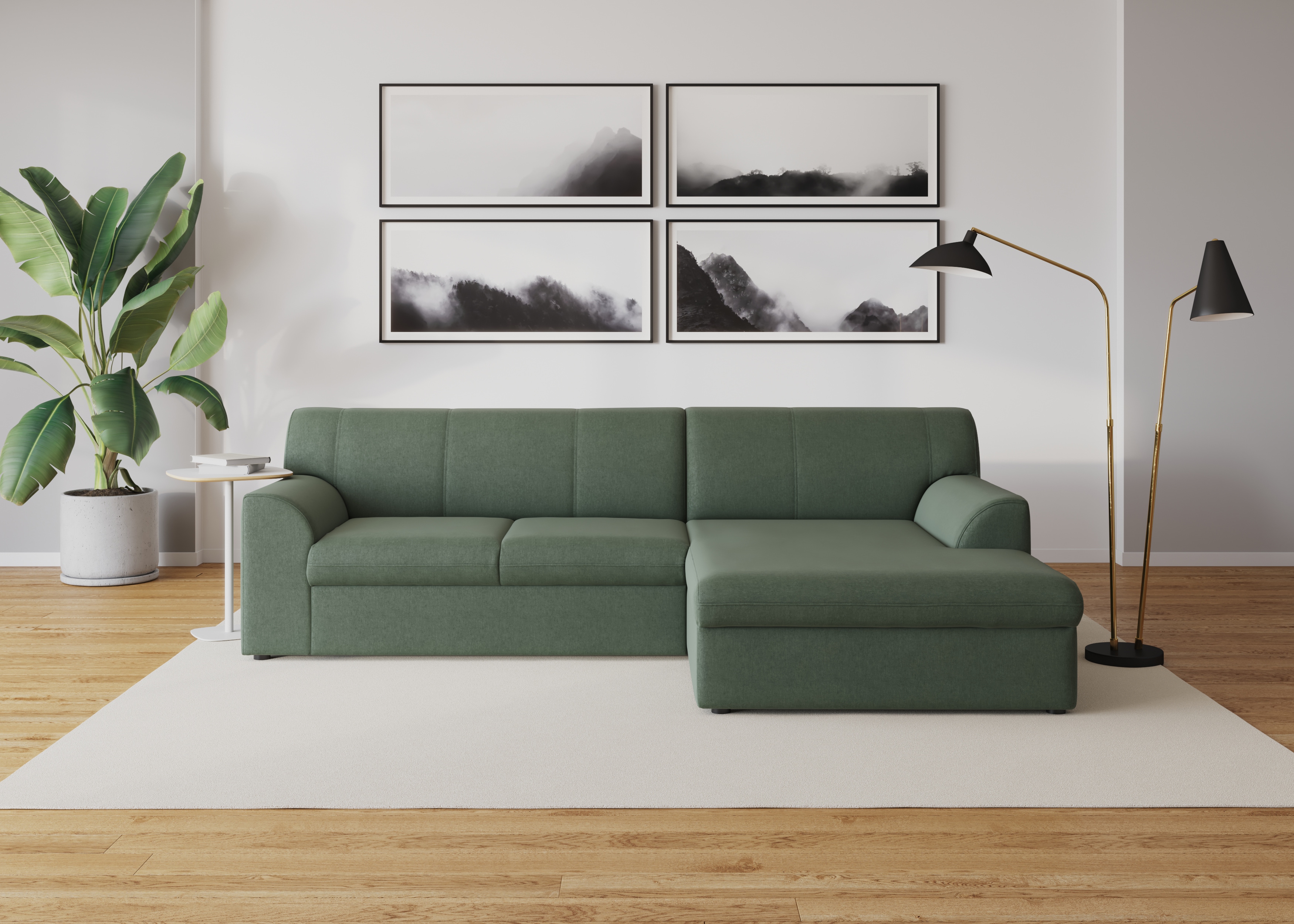 DOMO collection "Topper, elegant und zeitlos, kompaktes Stellmaß 245/155cm, L-Form" mit Recamiere, wahlweise mit Schlaffunktion