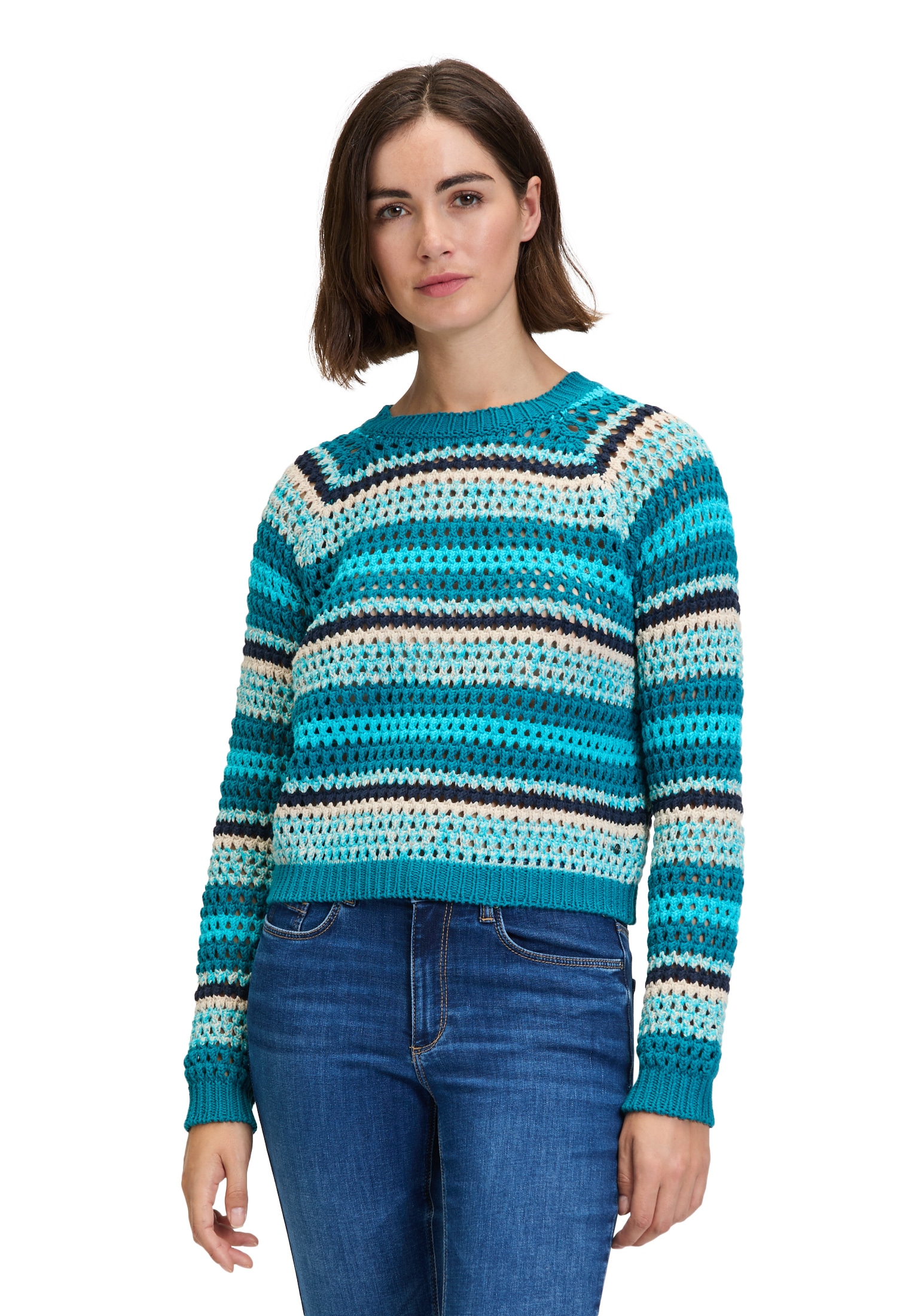 Betty&Co Strickpullover "Betty & Co Damen Lochstrick-Pullover mit Rippbündc günstig online kaufen