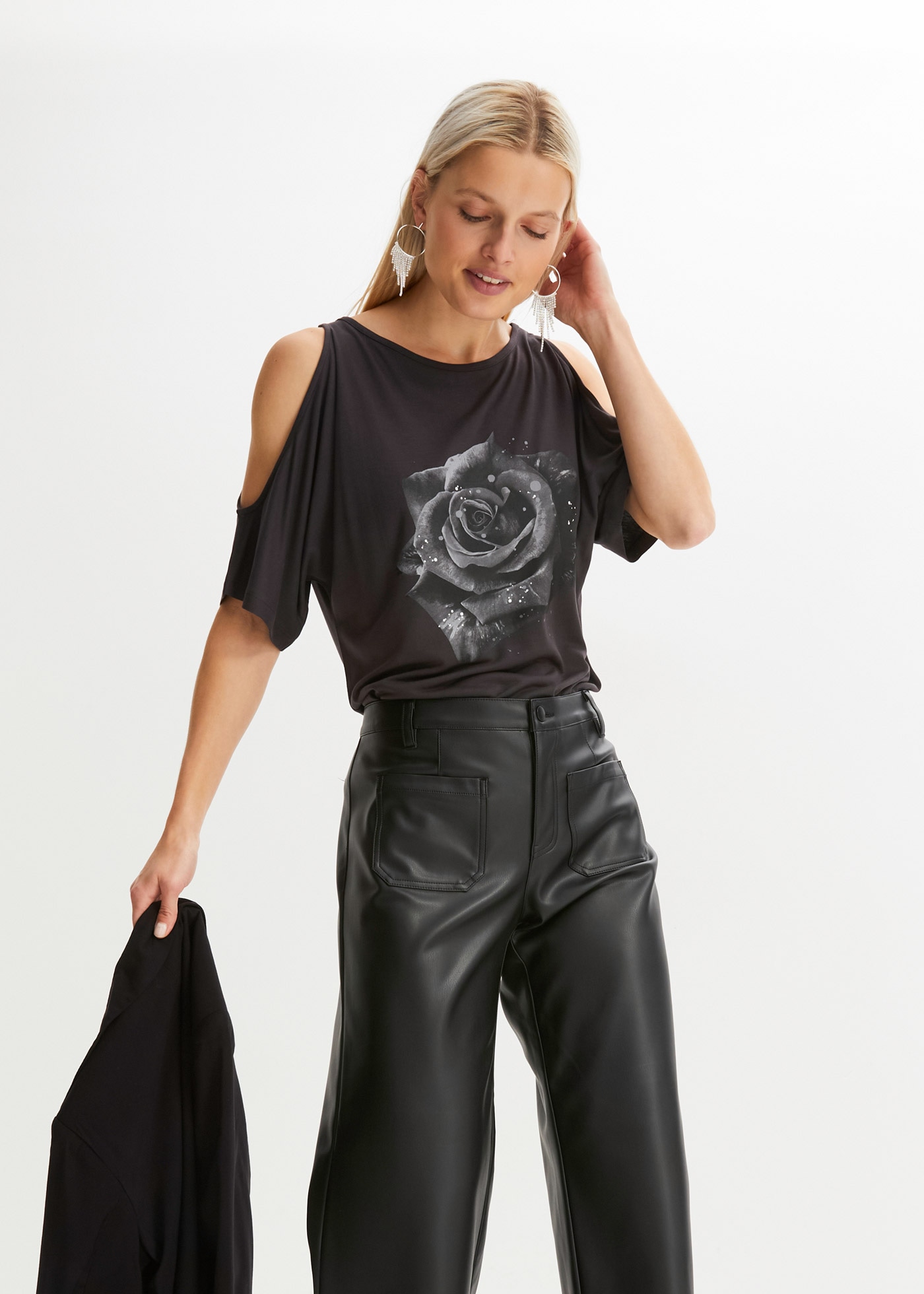 bonprix T-Shirt »Cold-Shoulder-Shirt aus Viskose« Cold-Shoulder-Shirt aus Viskose