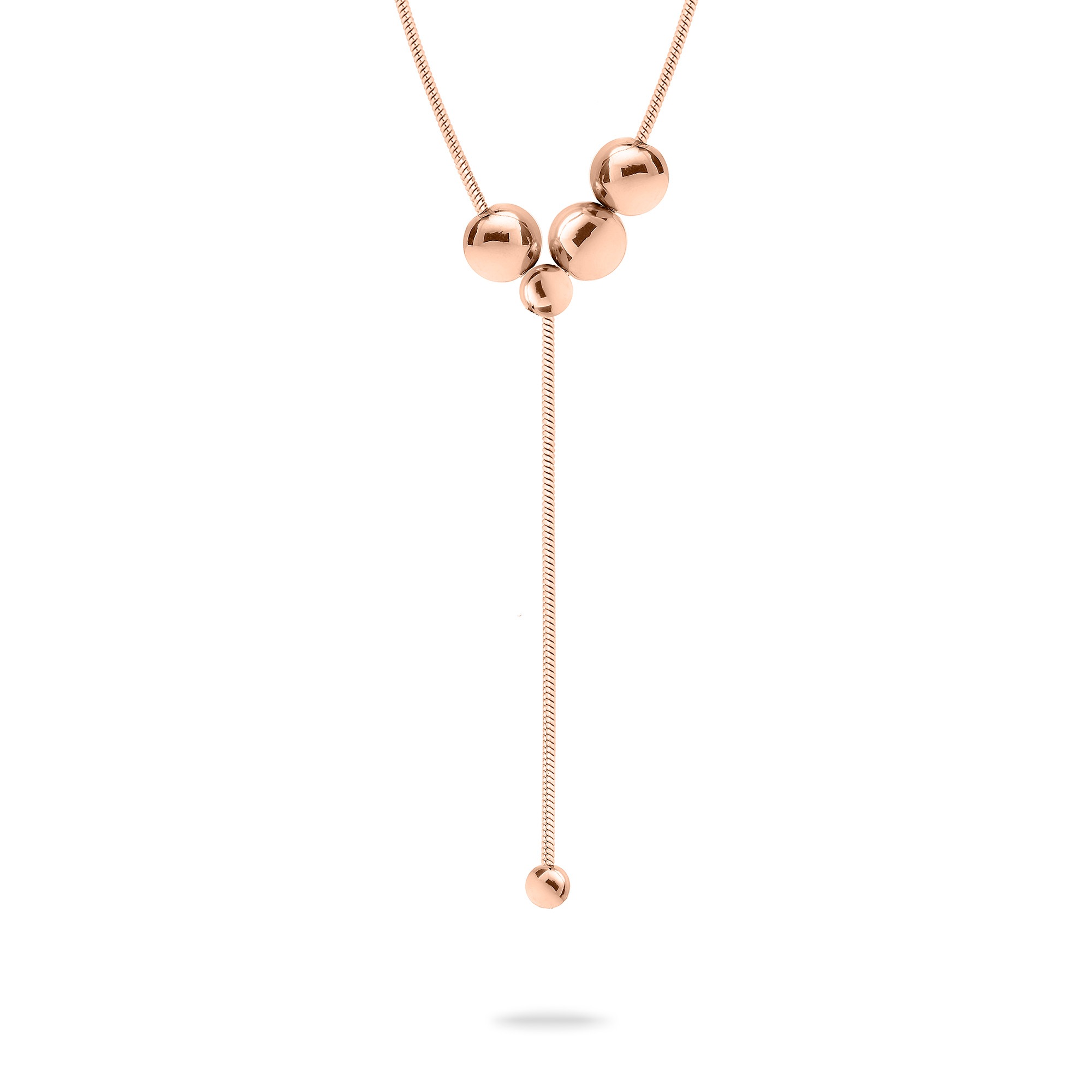 Damen Y-Kette "Schmuck Geschenk Edelstahl Halskette Steel Ball", Edelstahl, L: 42 B: 7,5mmroségoldfarben, LIEBESKIND BERLIN, Edelstahl, B:7,5mm,