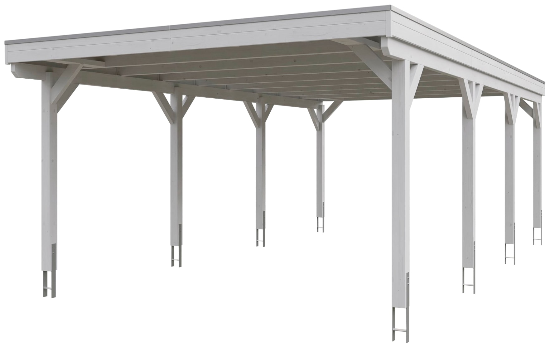Skanholz Einzelcarport »Grunewald«, Leimholz-Nordisches Fichtenholz, weiß, mit EPDM-Dach