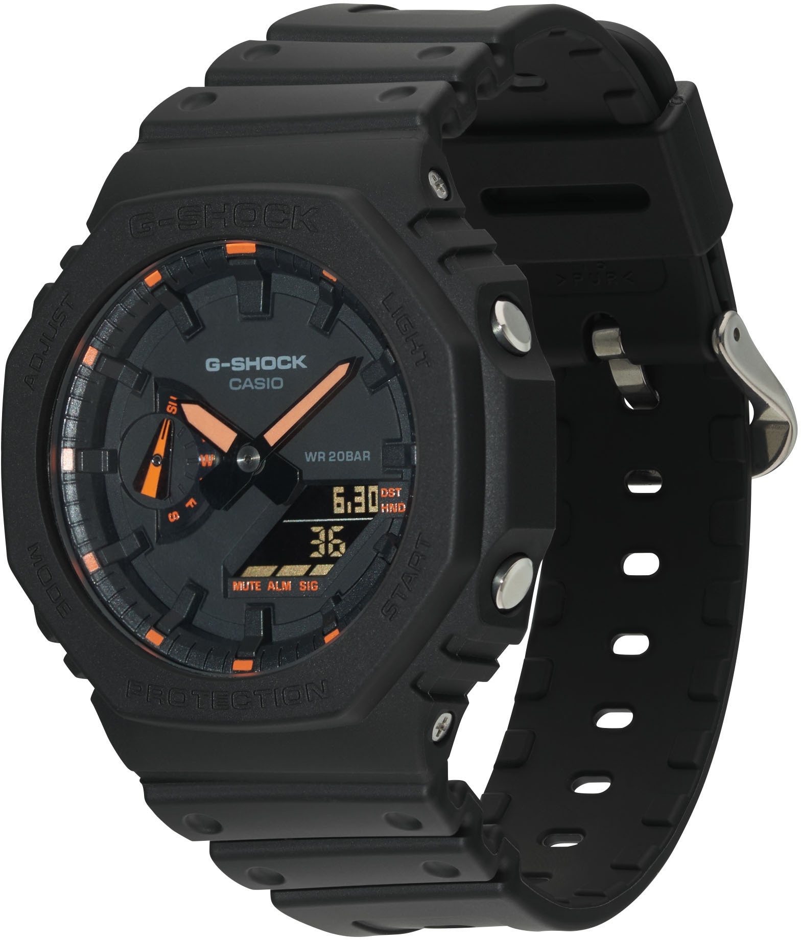 CASIO G-SHOCK Chronograph »GA-2100-1A4ER«, Quarzuhr, Armbanduhr, Herrenuhr, digital, bis 20 bar wasserdicht