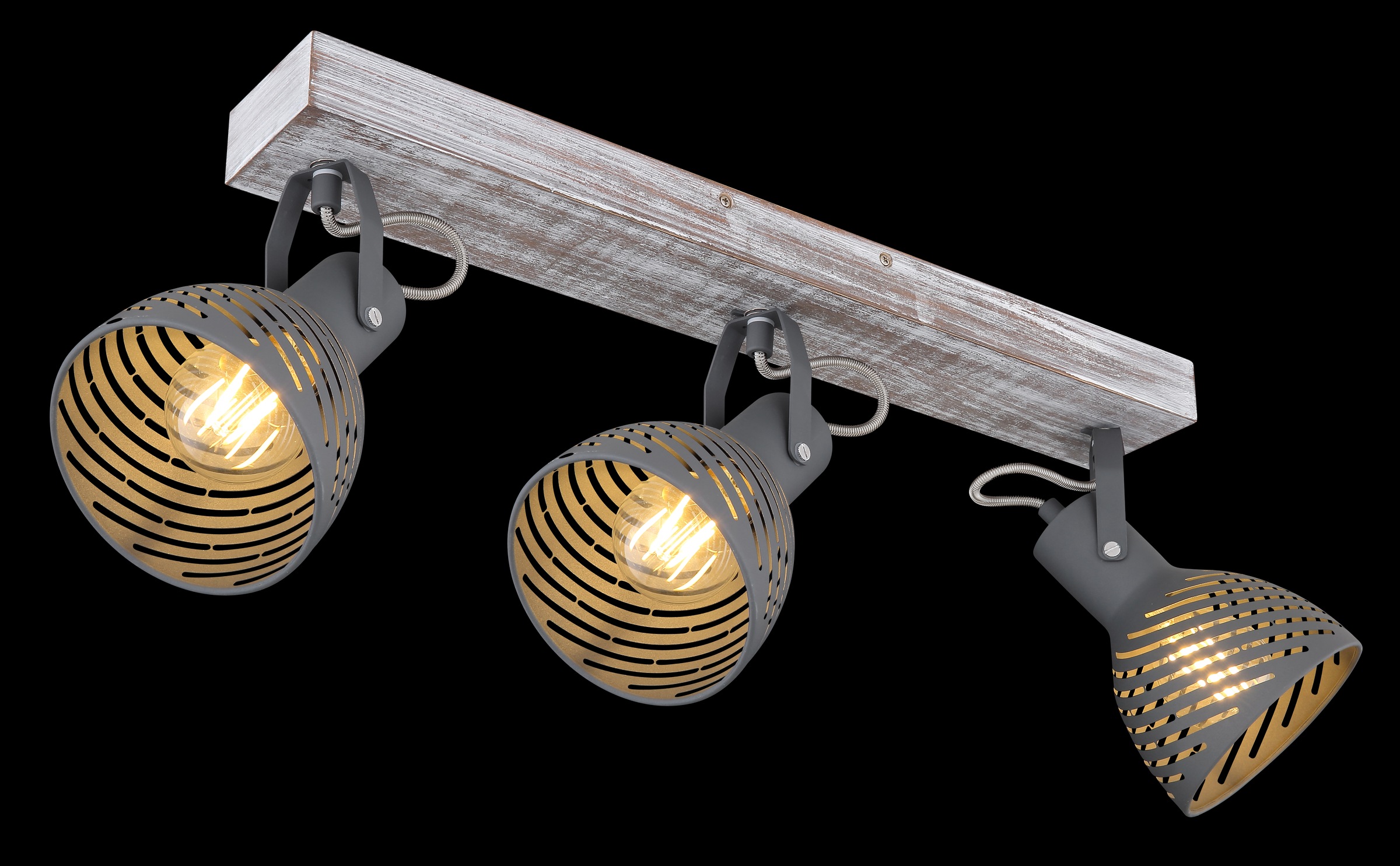 GLOBO LIGHTING Deckenspot »MORI« E27 1 Stk. Weiß getünchter Holz-Strahler mit blauen Metall-Schirmen