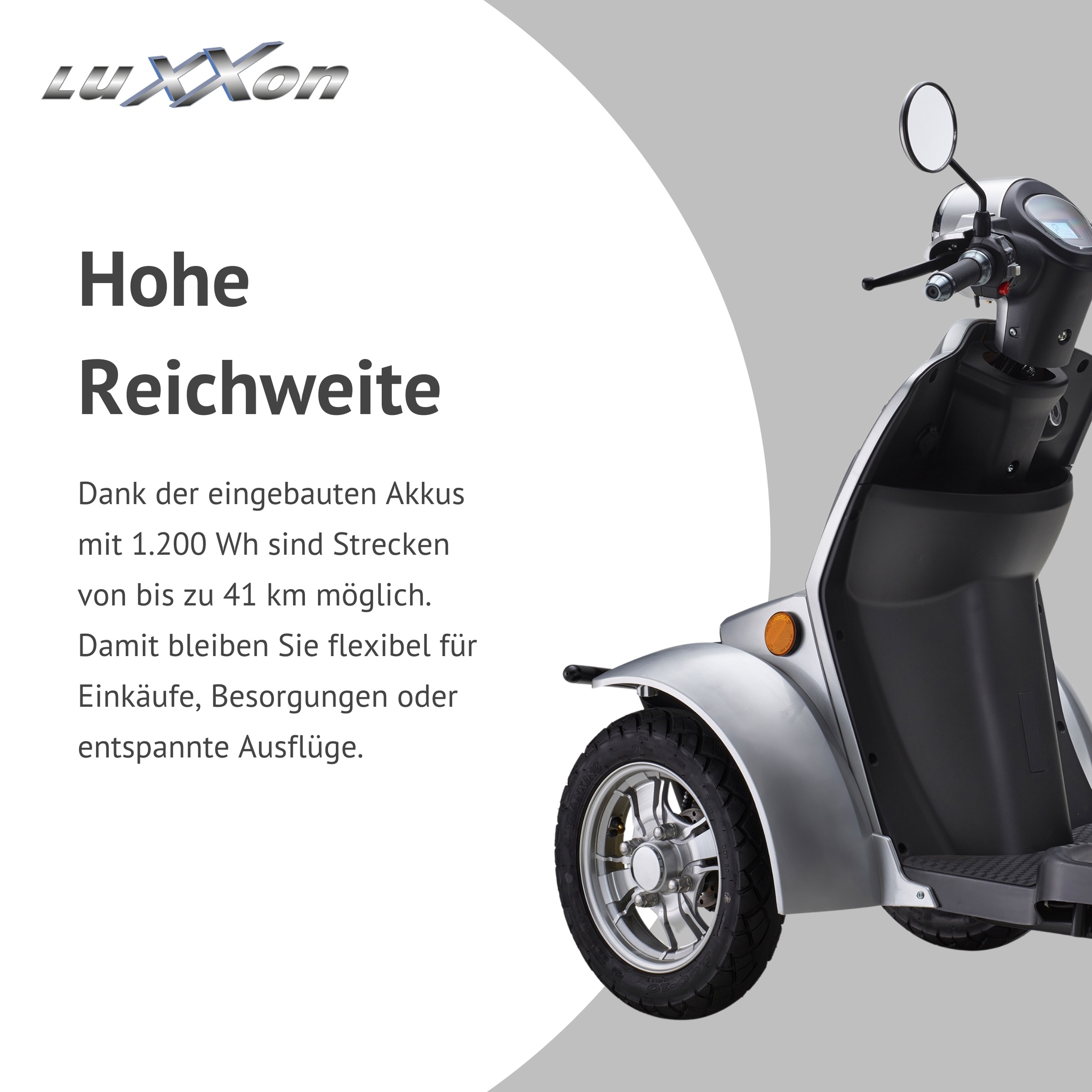 Luxxon Elektromobil »LuXXon Seniorenmobil E4900« 20 km/h Elektromobil mit Topcase, ohne Helmpflicht,  1.000 W, Seniorenmobil mit 4 Räder, Elektroroller für Senioren