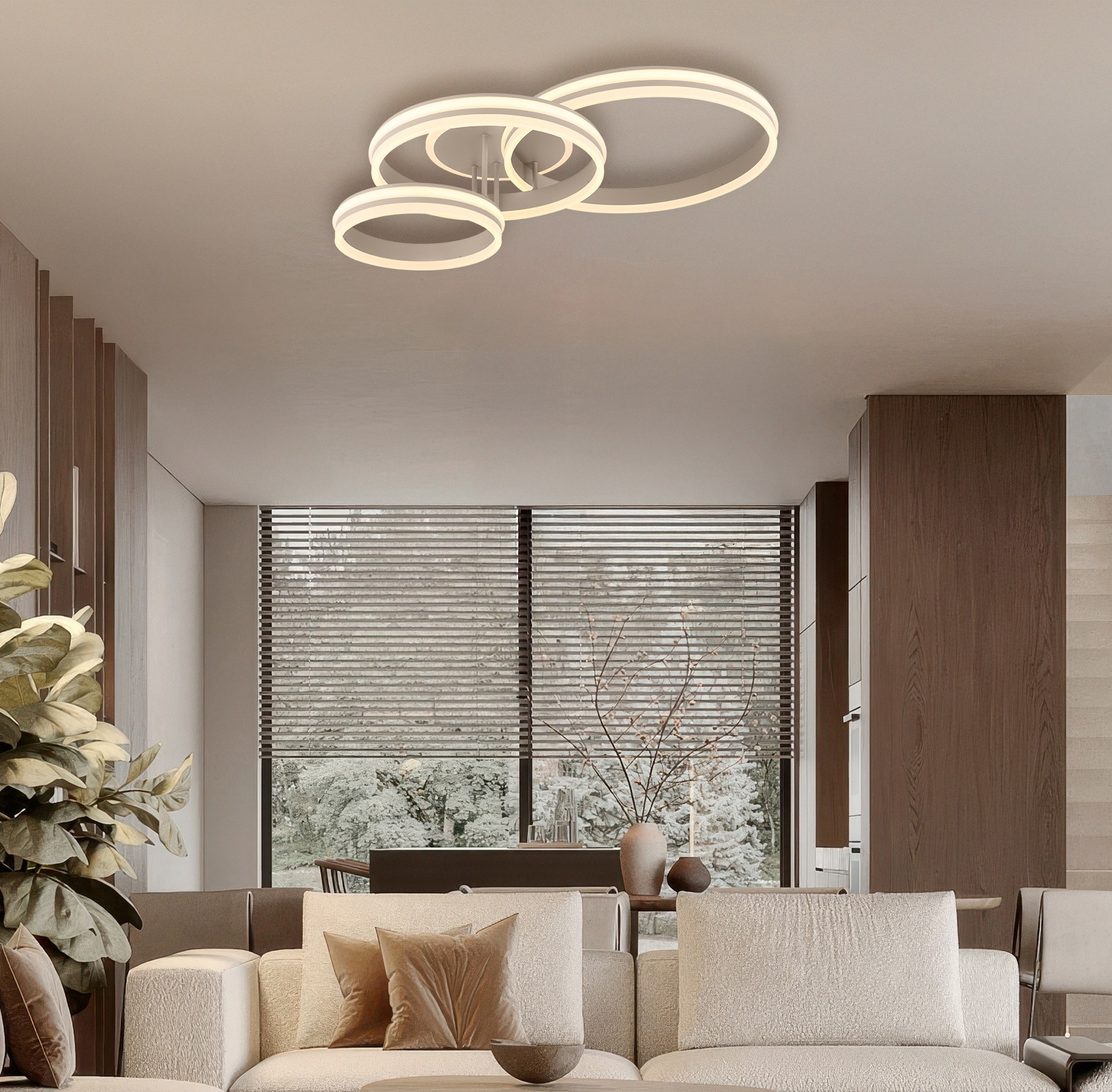 GLOBO LIGHTING Deckenleuchte »RUBIO« LED-Modul 1 Stk. Warmweiß Sandfarbene LED-Deckenleuchte, dimmbar, Memory & 3 Helligkeitsstufen