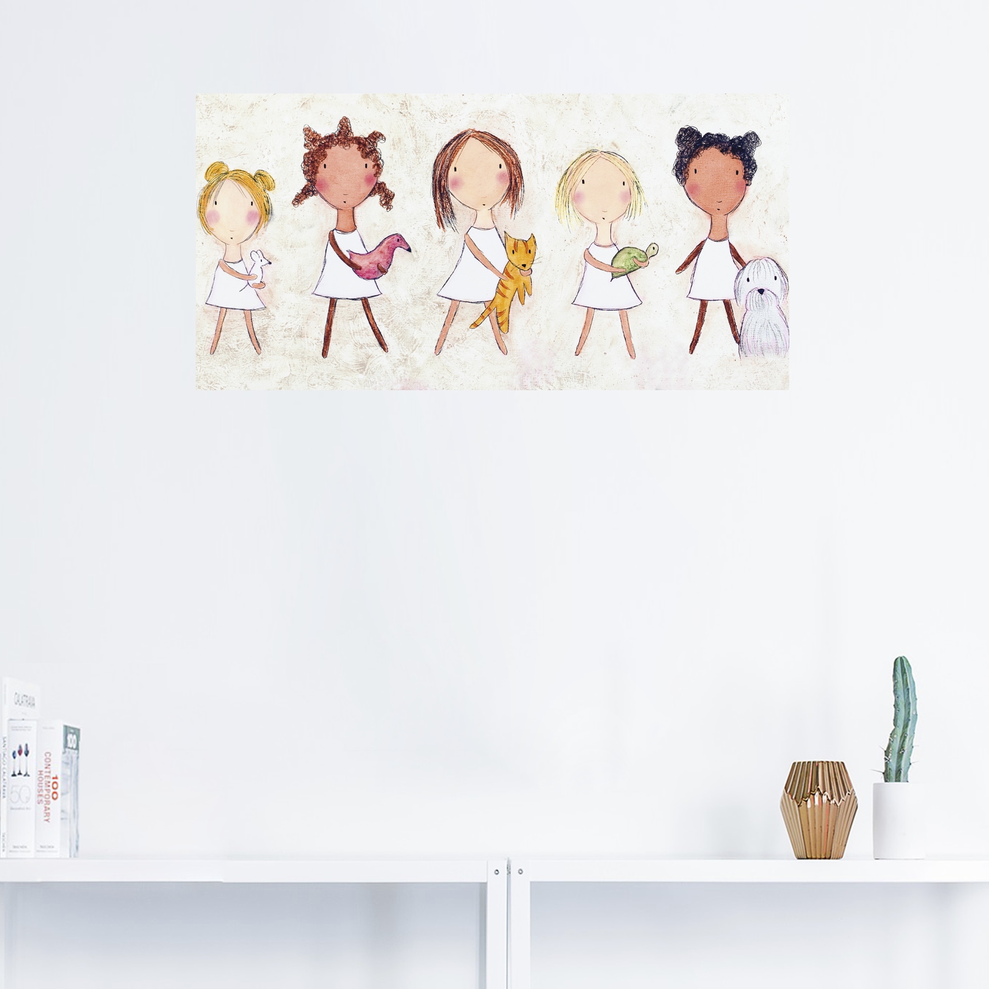 Artland Wandbild »Mädchen mit Tieren«, Kinder, (1 St.), als Alubild, Outdoorbild, Wandaufkleber in verschied. Größen