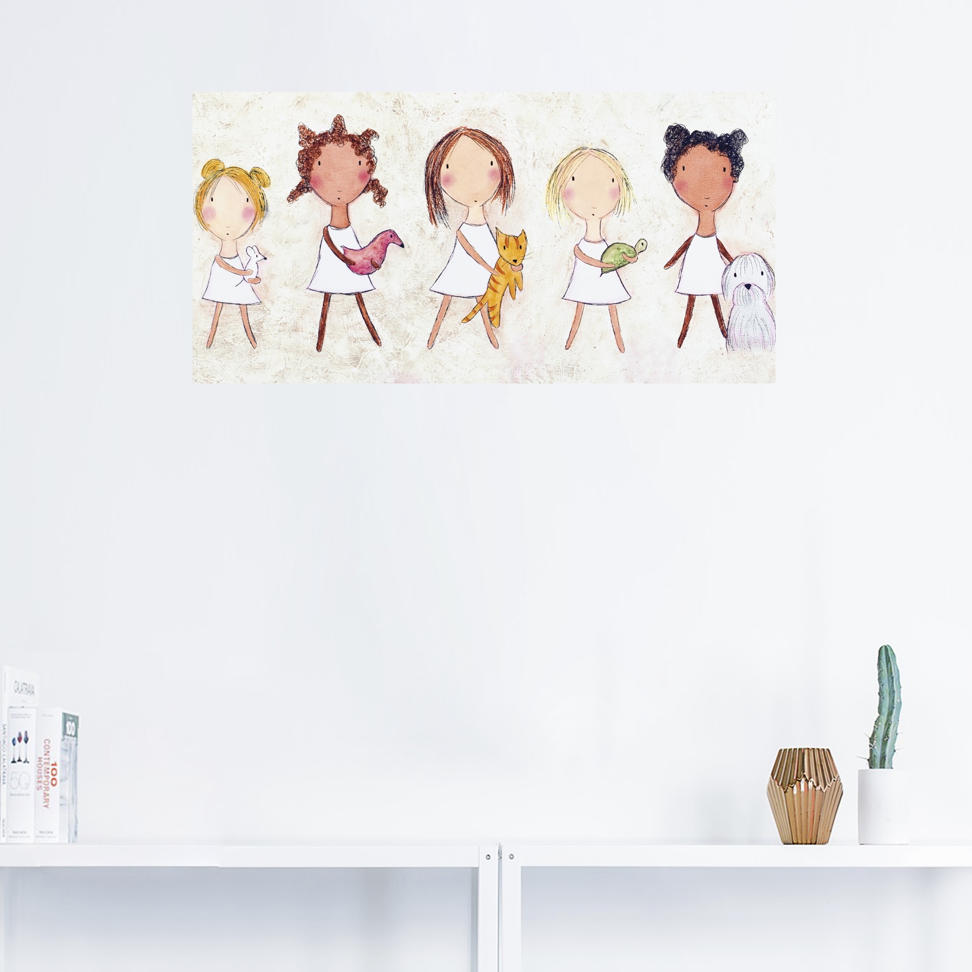 Artland Wandbild "Mädchen mit Tieren", Kinder, (1 St.), als Alubild, Outdoo günstig online kaufen