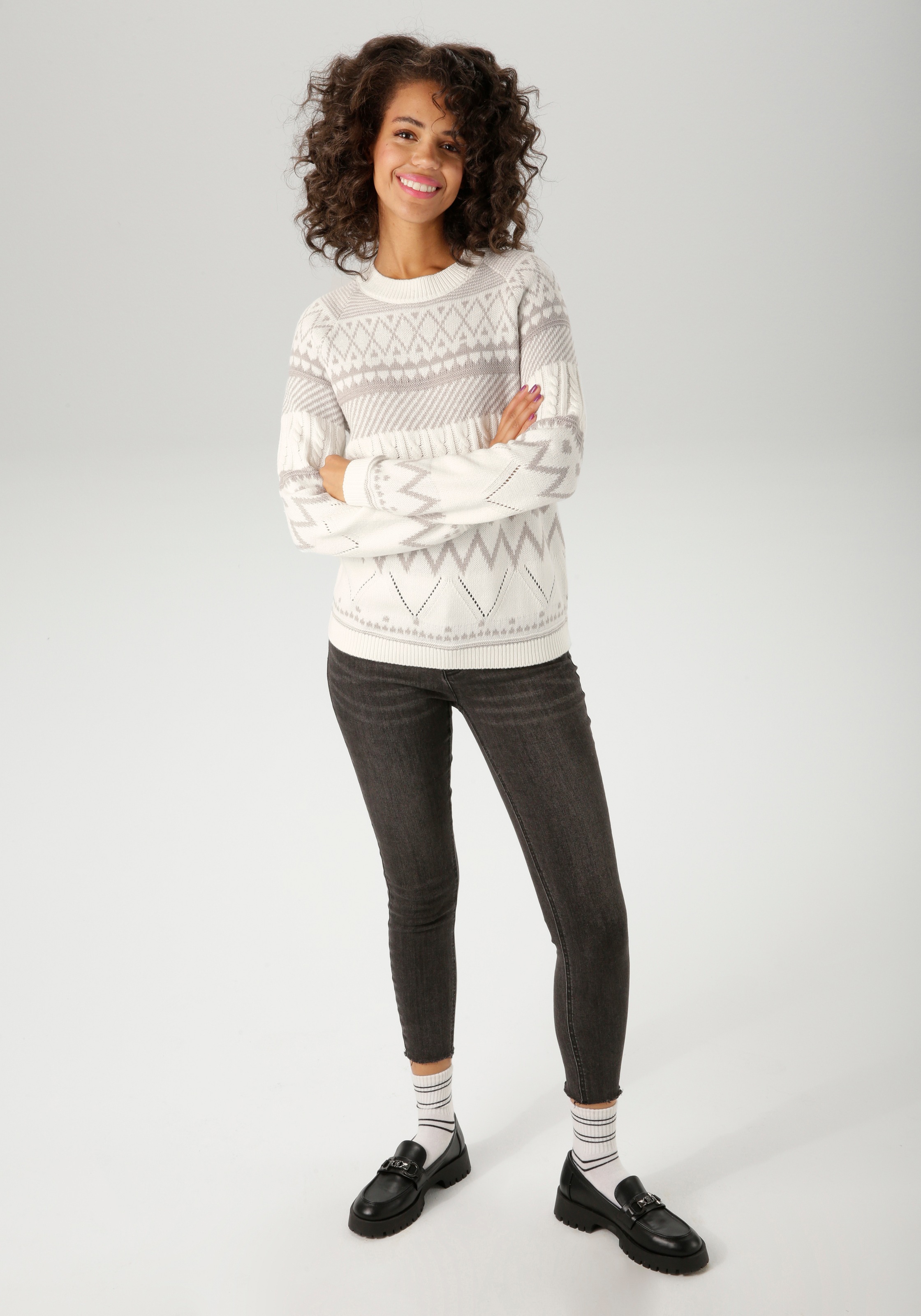 Aniston CASUAL Strickpullover, im trendigen Muster-Mix - NEUE KOLLEKTION