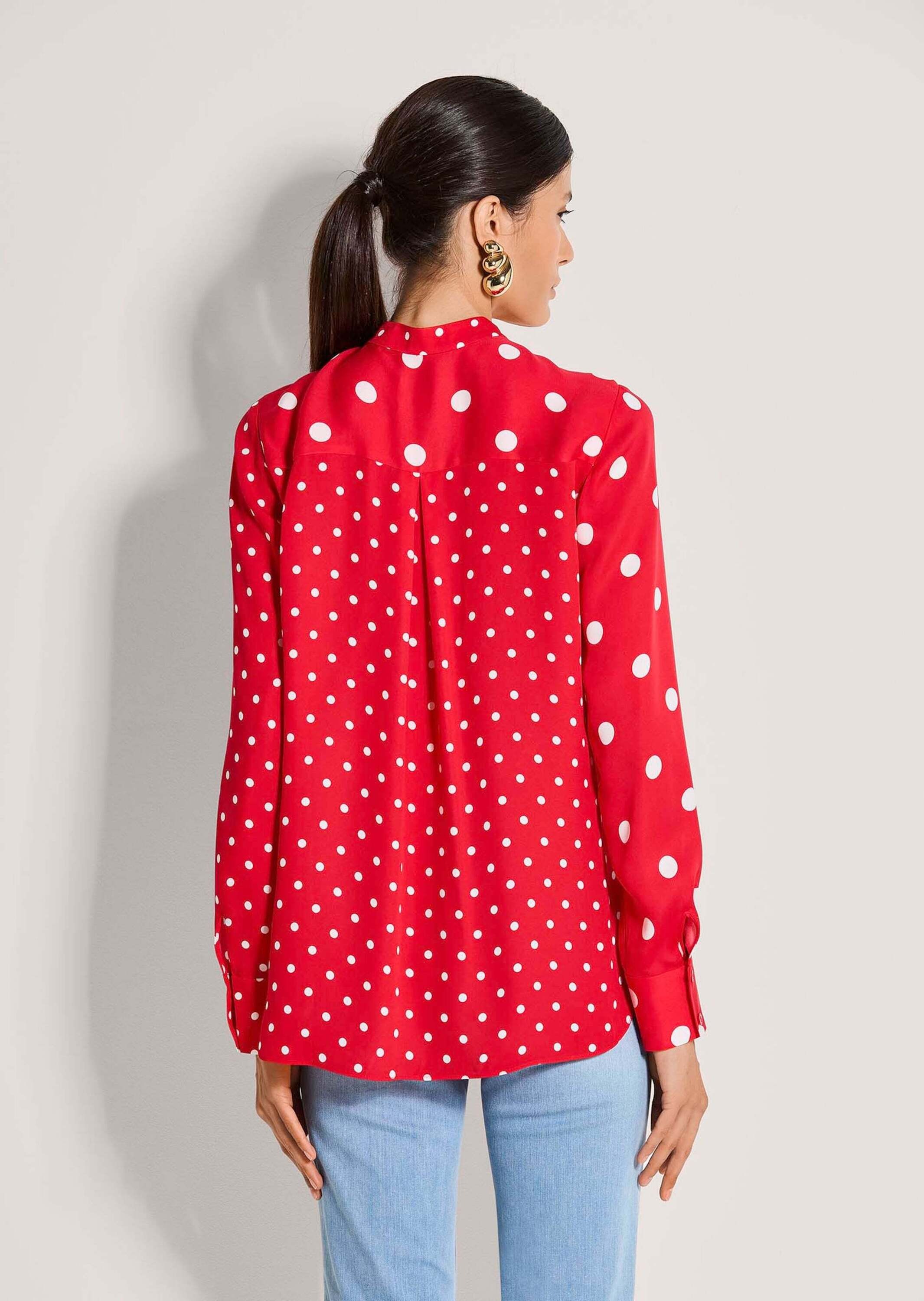 MADELEINE Langarmbluse »Hemdbluse Viskosebluse mit Pünktchen-Design« Kellerfalte