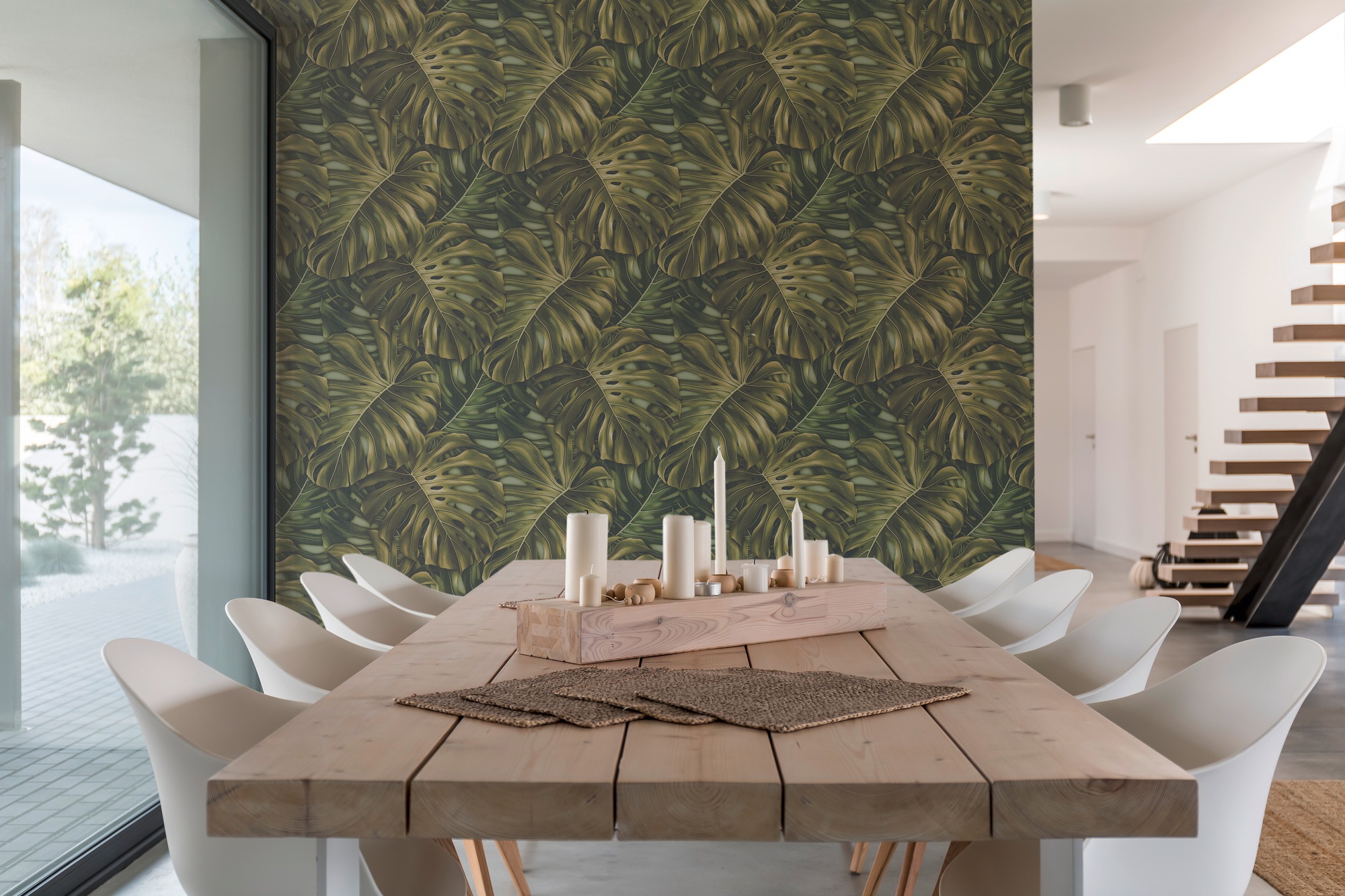 A.S. Création Vliestapete »PintWalls II Dschungel-Tapete Mustertapete Palmenblätter Natur«, matt, Vliestapete floral für Schlafzimmer Küche Wohnzimmer Dschungel Design