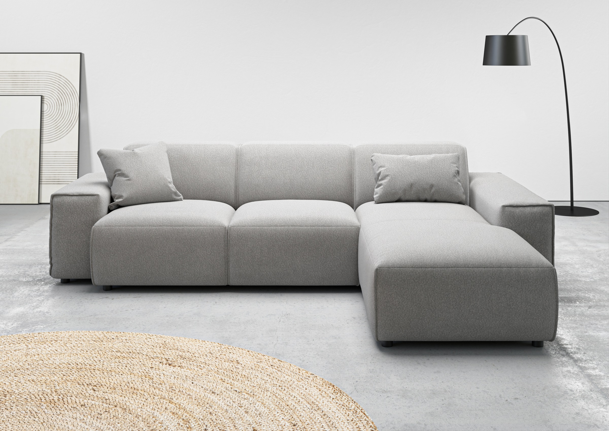 andas Ecksofa »Glimminge L-Form auch in Breitcord, Feincord + Easy care-Bezug,«, Breite 264, Zierkissen