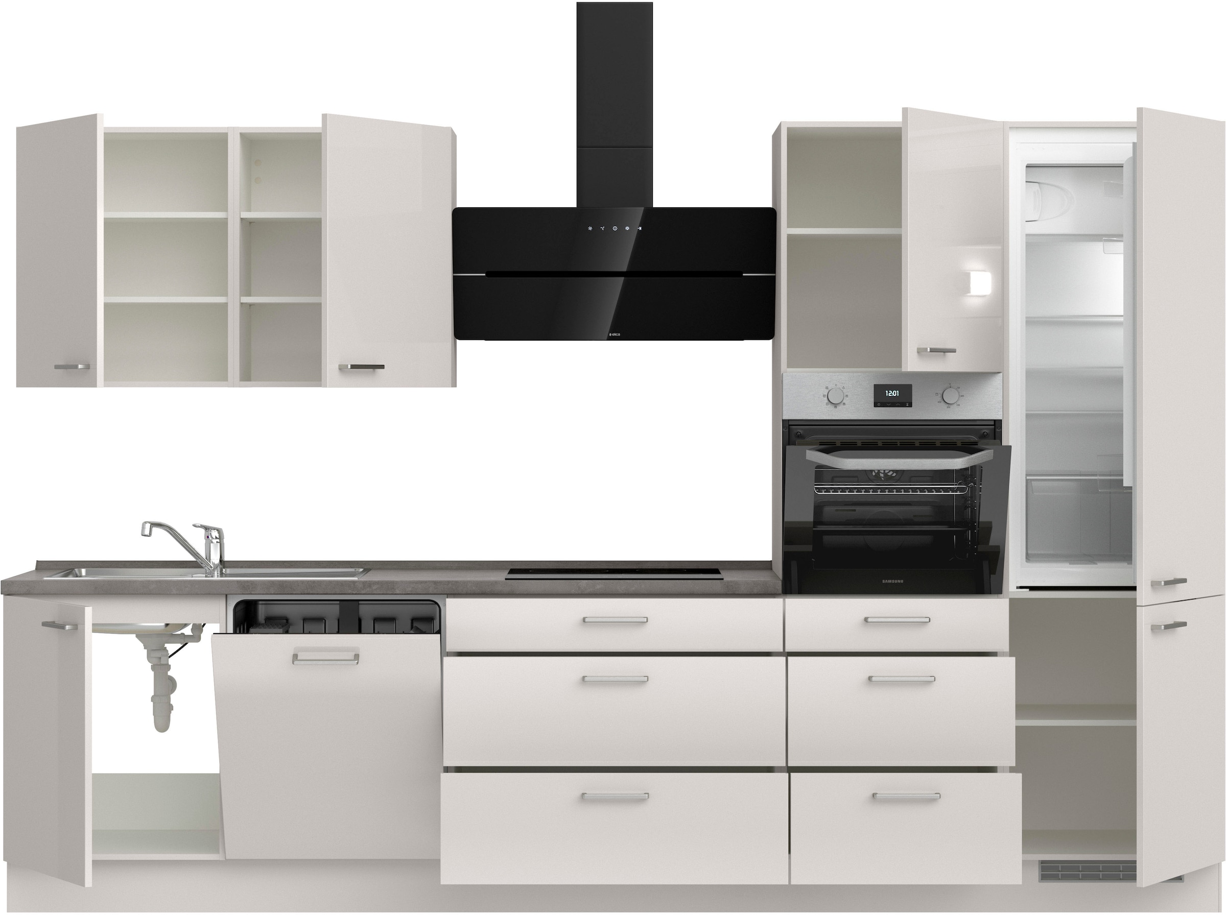 nobilia® Küchenzeile »"Flash II"«, vormontiert, Ausrichtung wählbar, Breite 330 cm, wahlw. mit E-Geräten