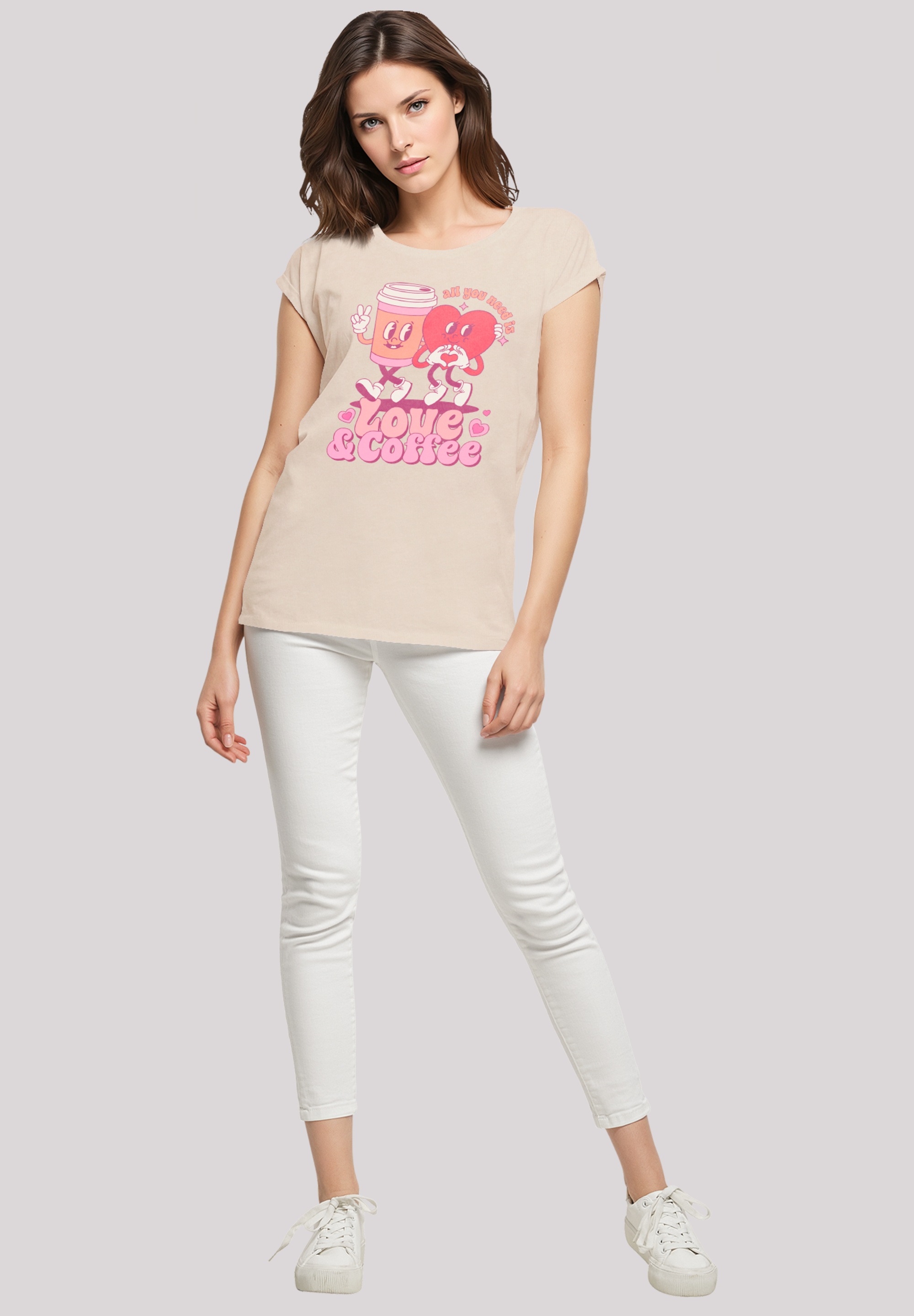 F4NT4STIC T-Shirt »Love and Coffe Valentinstag« Premium Qualität