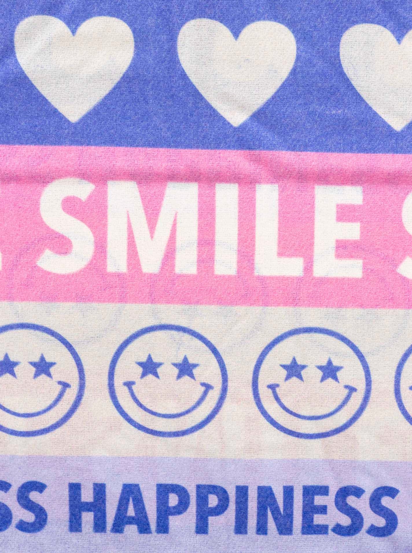 Zwillingsherz Schal ""Smile and Hearts"" mit Fransen, fröhlichem Schriftzug günstig online kaufen