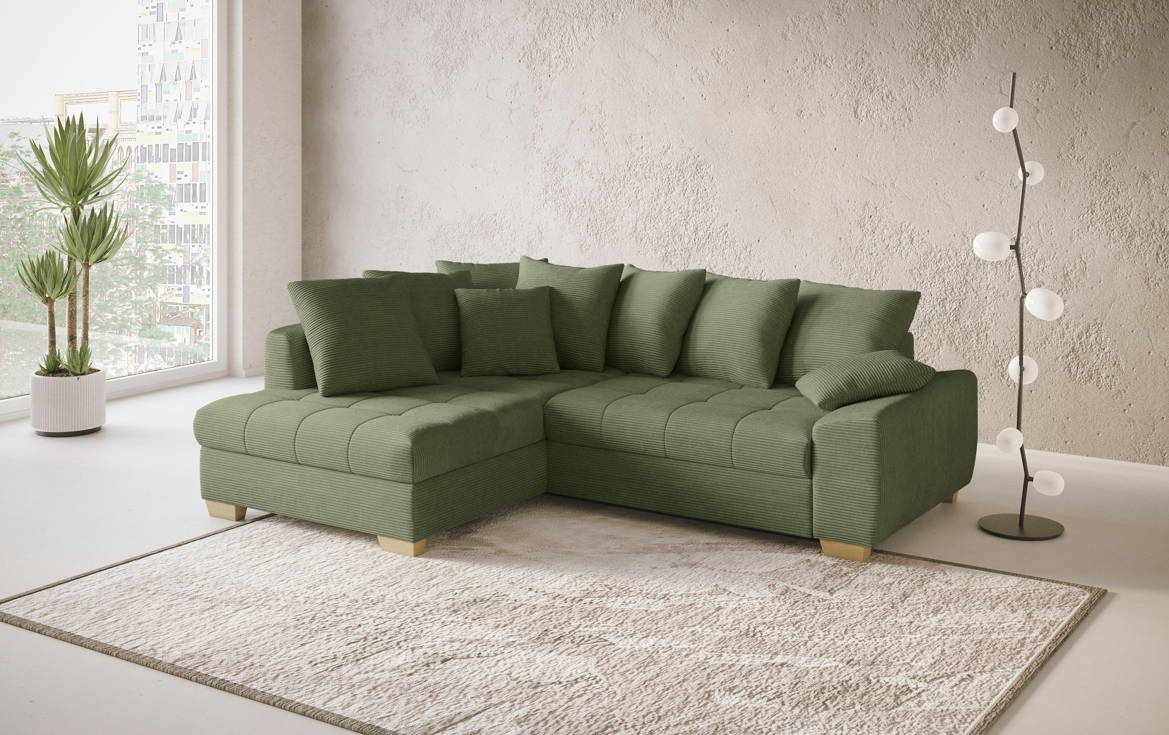 Mr. Couch Ecksofa »Nikita II, L-Form, bis 140kg pro Sitzplatz belastbar«, mit Kaltschaumpolsterung, wahlweise mit Bett und Bettkasten