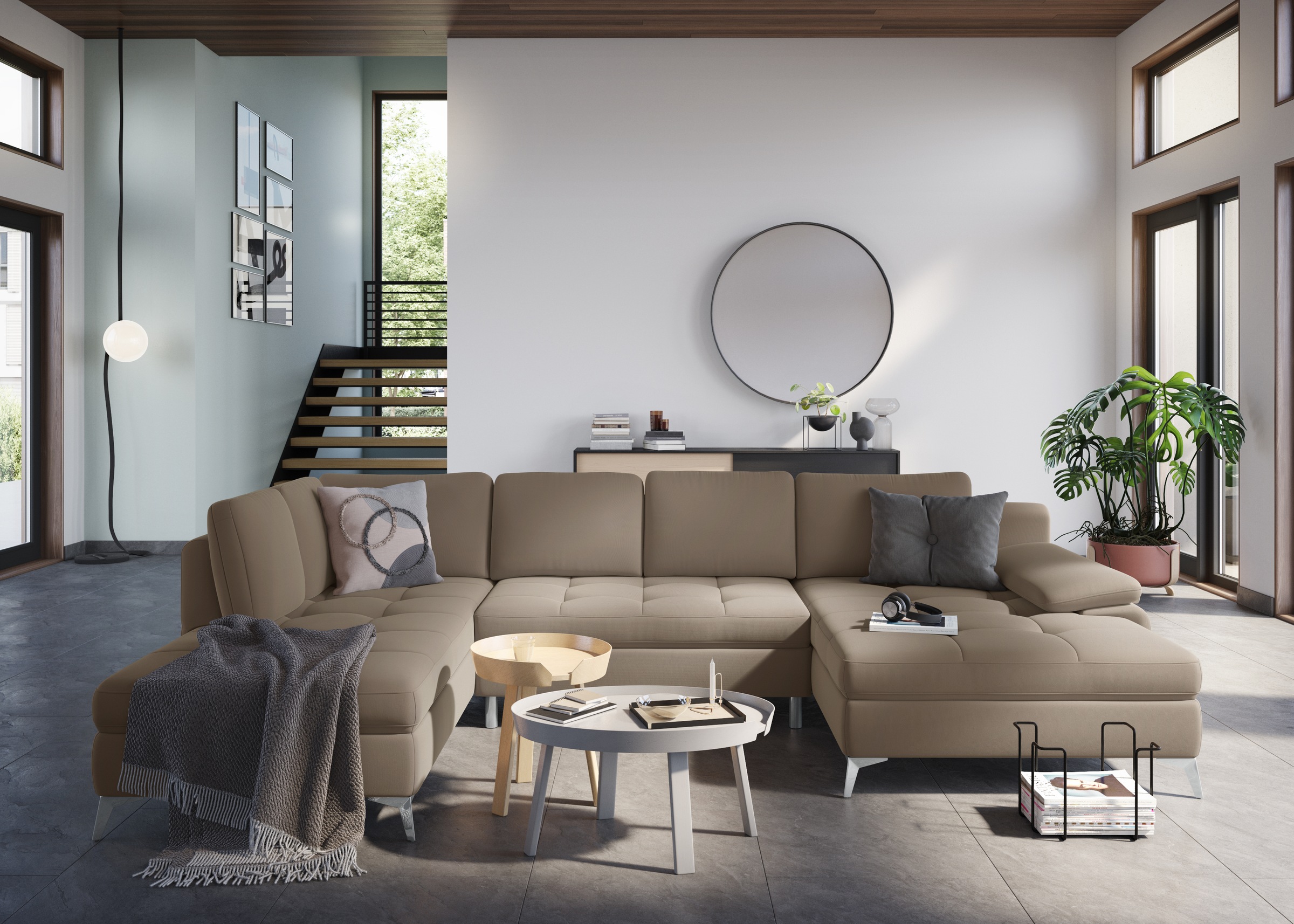 sit&more Wohnlandschaft »Latigo U-Form«, mit Recamiere, wahlweise mit Bettfunktion und Bettkasten
