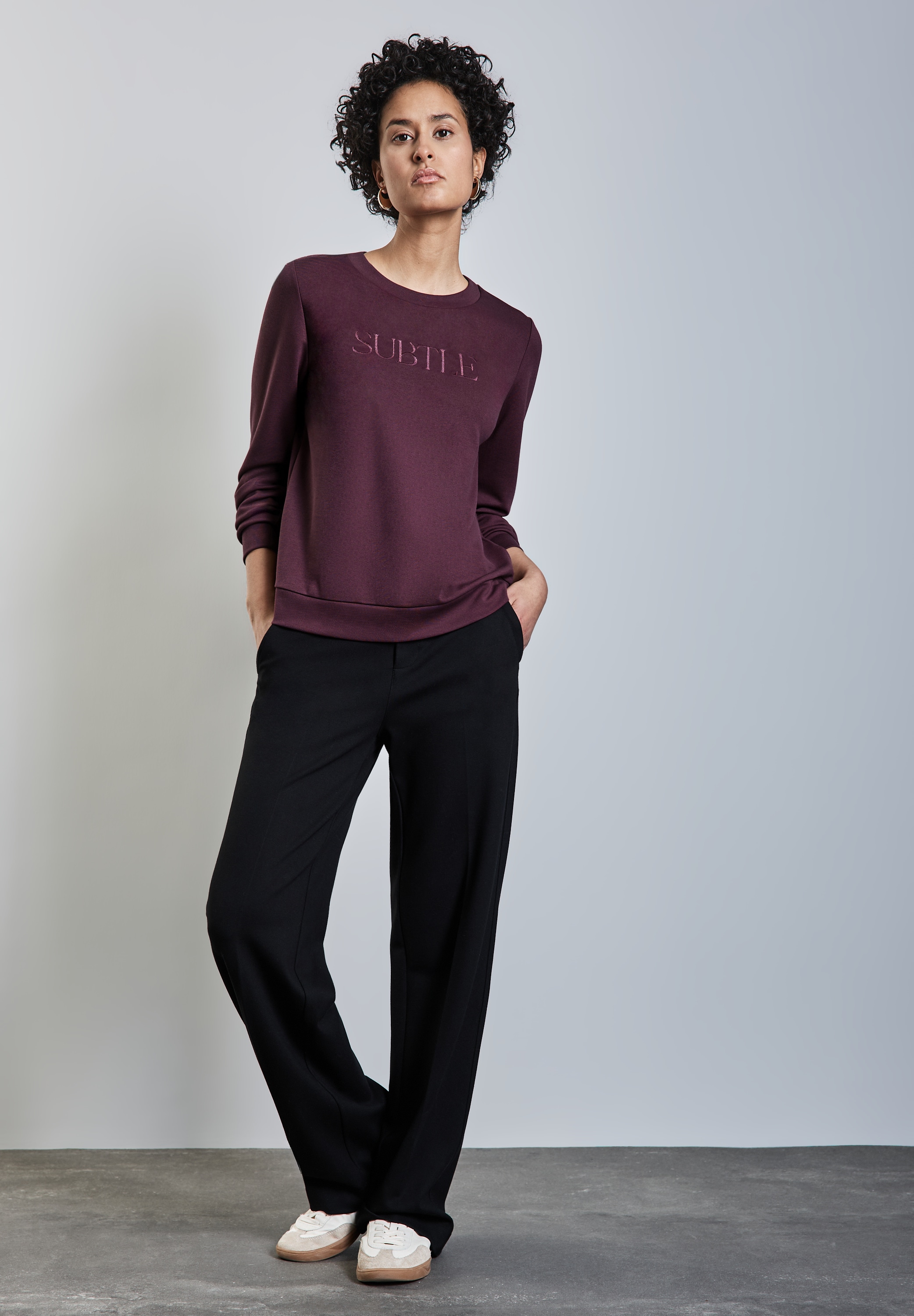 STREET ONE Langarmshirt, aus elastischem Materialmix