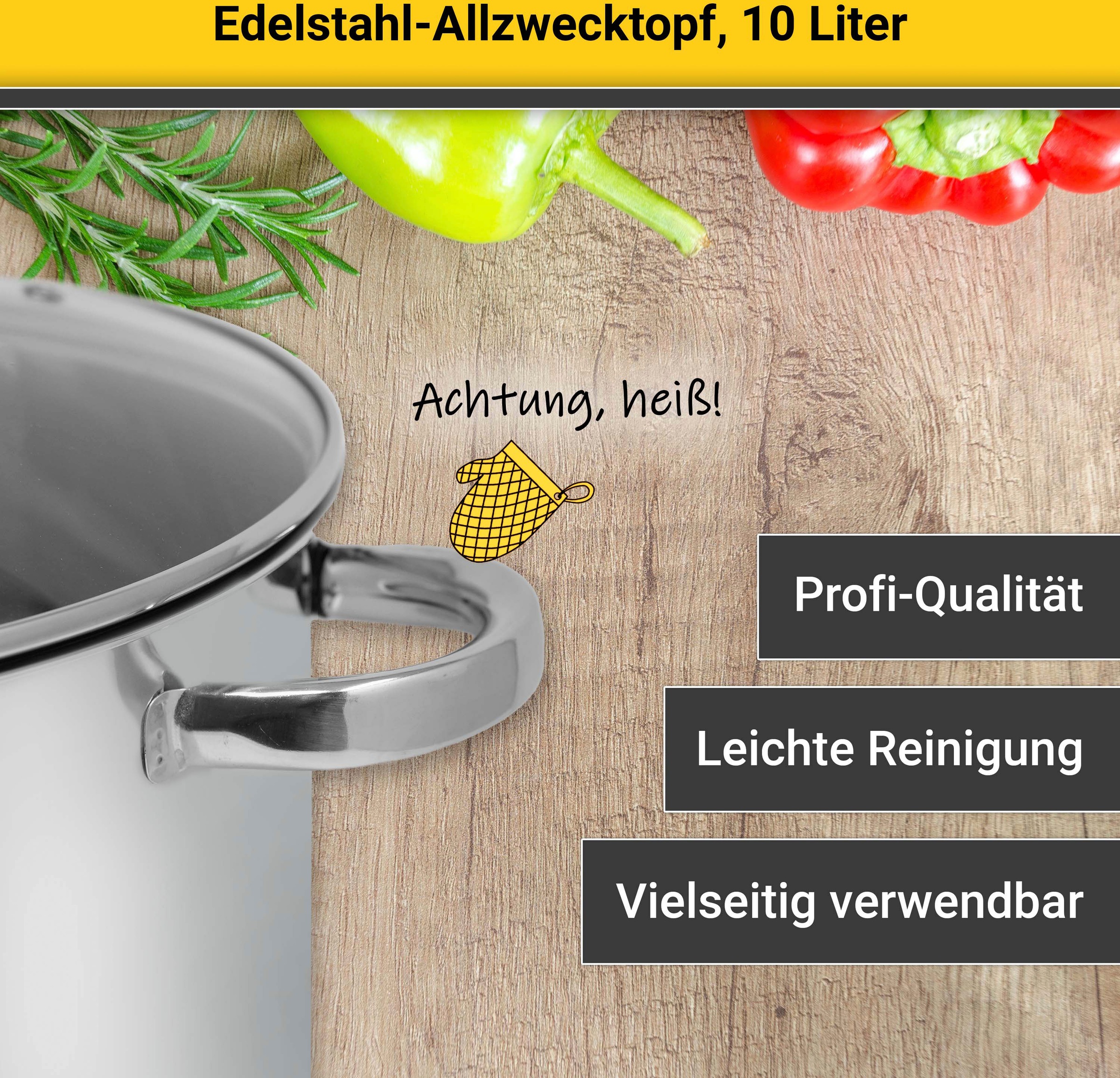 Krüger Kochtopf, Edelstahl, (1 tlg.), für Induktions-Kochfelder geeignet