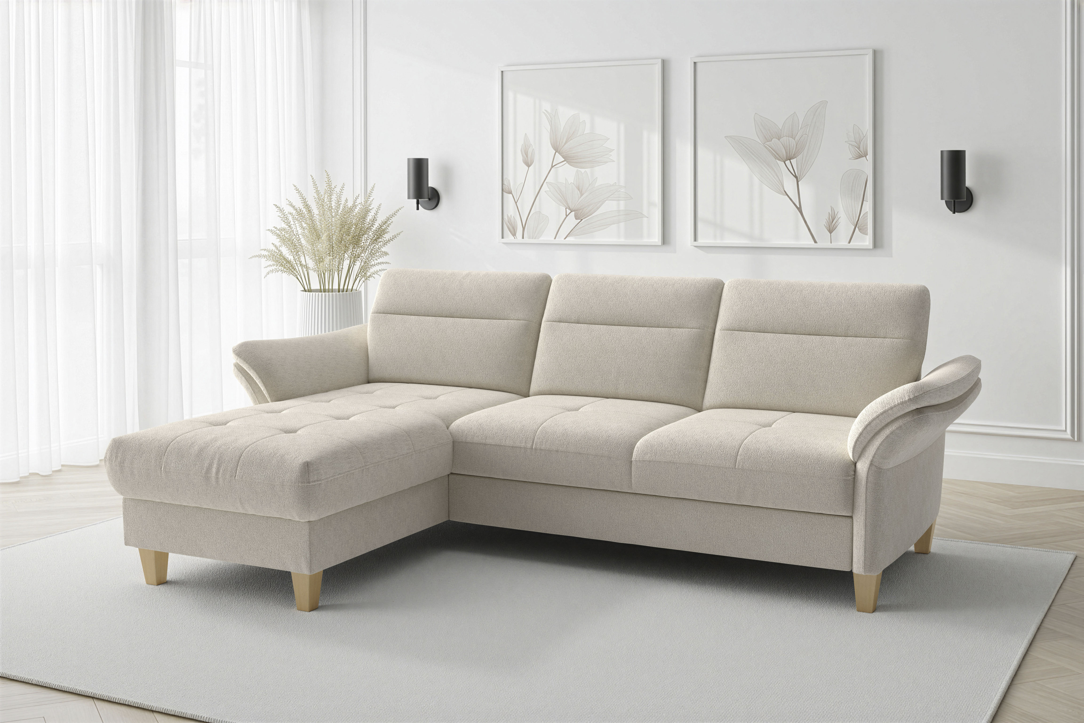 sit&more Ecksofa "Pamela L-Form, B: 230 cm, optional Schlaffunktion & Bettkasten" mit Federkern und Liegefläche aus Originalstoff