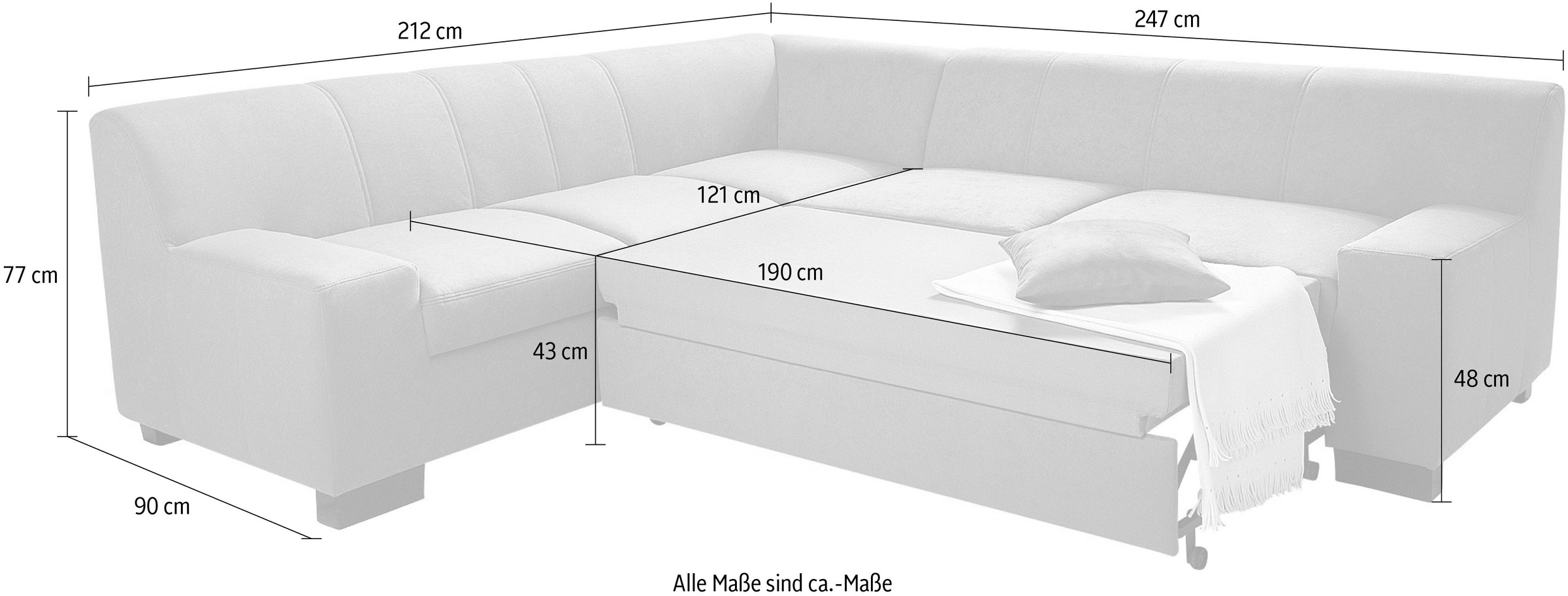 DOMO collection Ecksofa »Norma Top, elegant und modern, flache Armlehnen, L-Form«, wahlweise mit Bettfunktion
