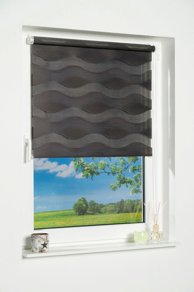 Thumbnail - K-HOME Doppelrollo "Welle" Lichtschutz ohne Bohren im Festmaß