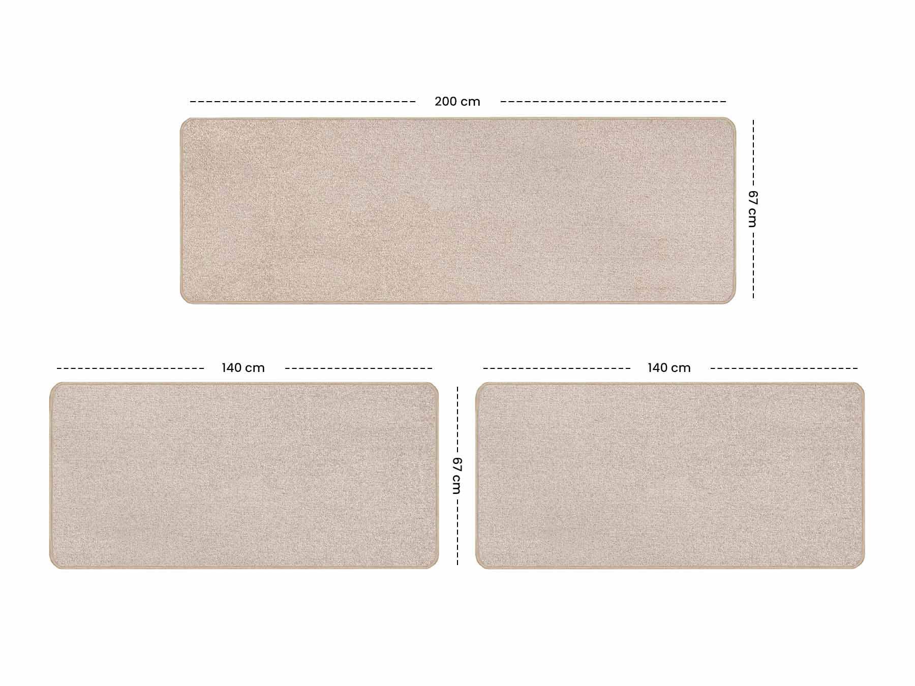 Primaflor-Ideen in Textil Bettumrandung »MANILA, Made in Netherlands«, (3 tlg.), Bettvorleger, Kurzflor, Uni Farben, Läufer-Set für das Schlafzimmer