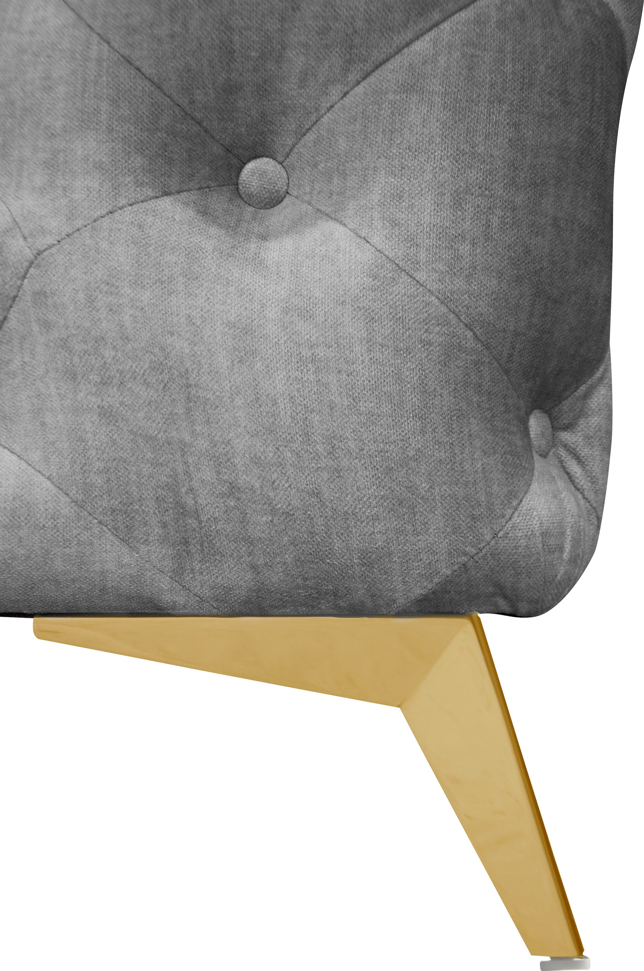 Leonique Chesterfield-Sofa »Ecksofa GLYNIS L-Form mit Wellenunterfederung, Maße B/T/H 323/264/75cm«, aufwändige Knopfheftung, moderne Chesterfield Optik, Fußfarbe wählbar