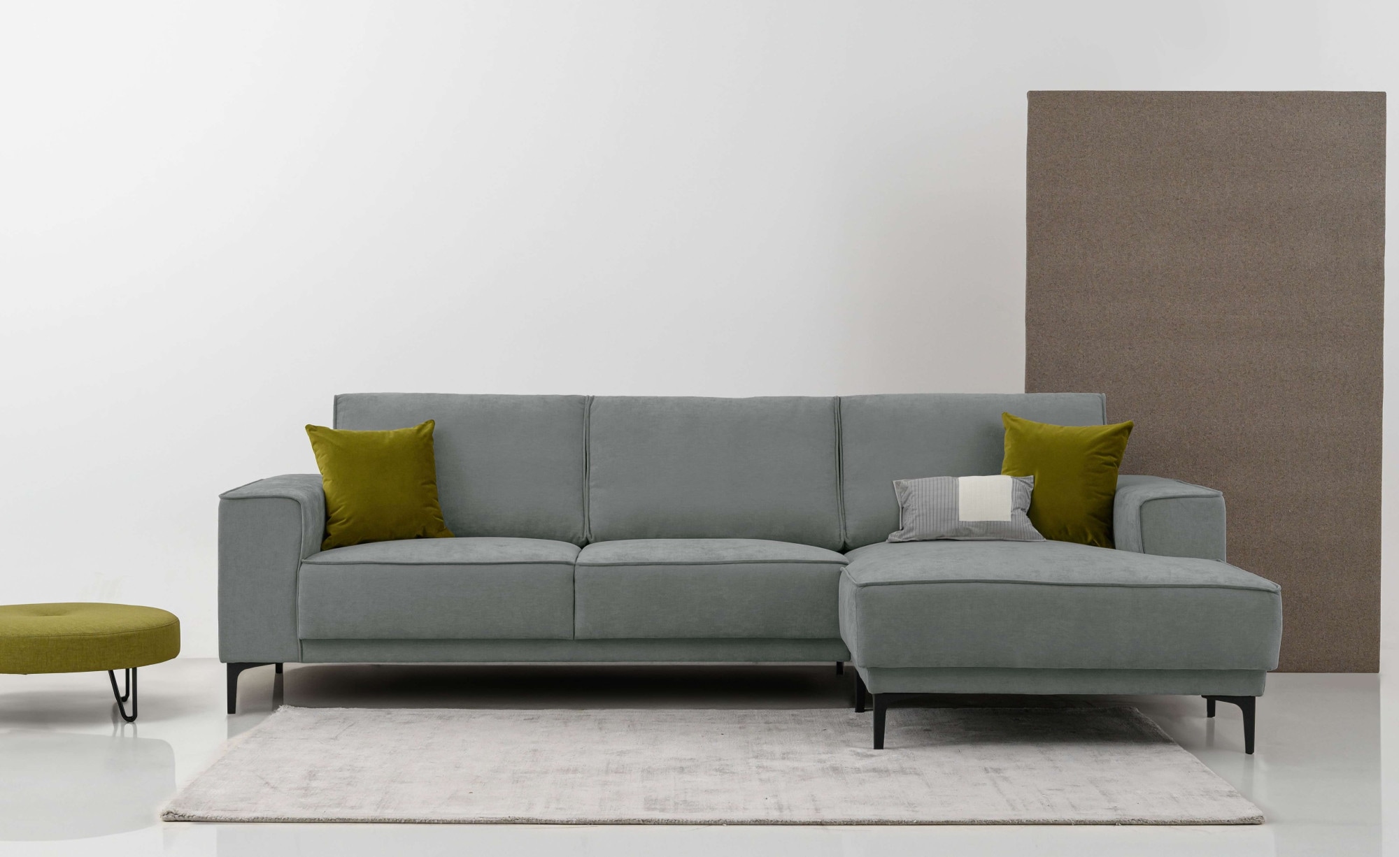 OTTO home Ecksofa "OLAND Struktur fein L-Form, B: 280 cm, Skandi-Design" L-Form, 280 cm, Wellenunterfederung, Skandi-Design, Metallfüße