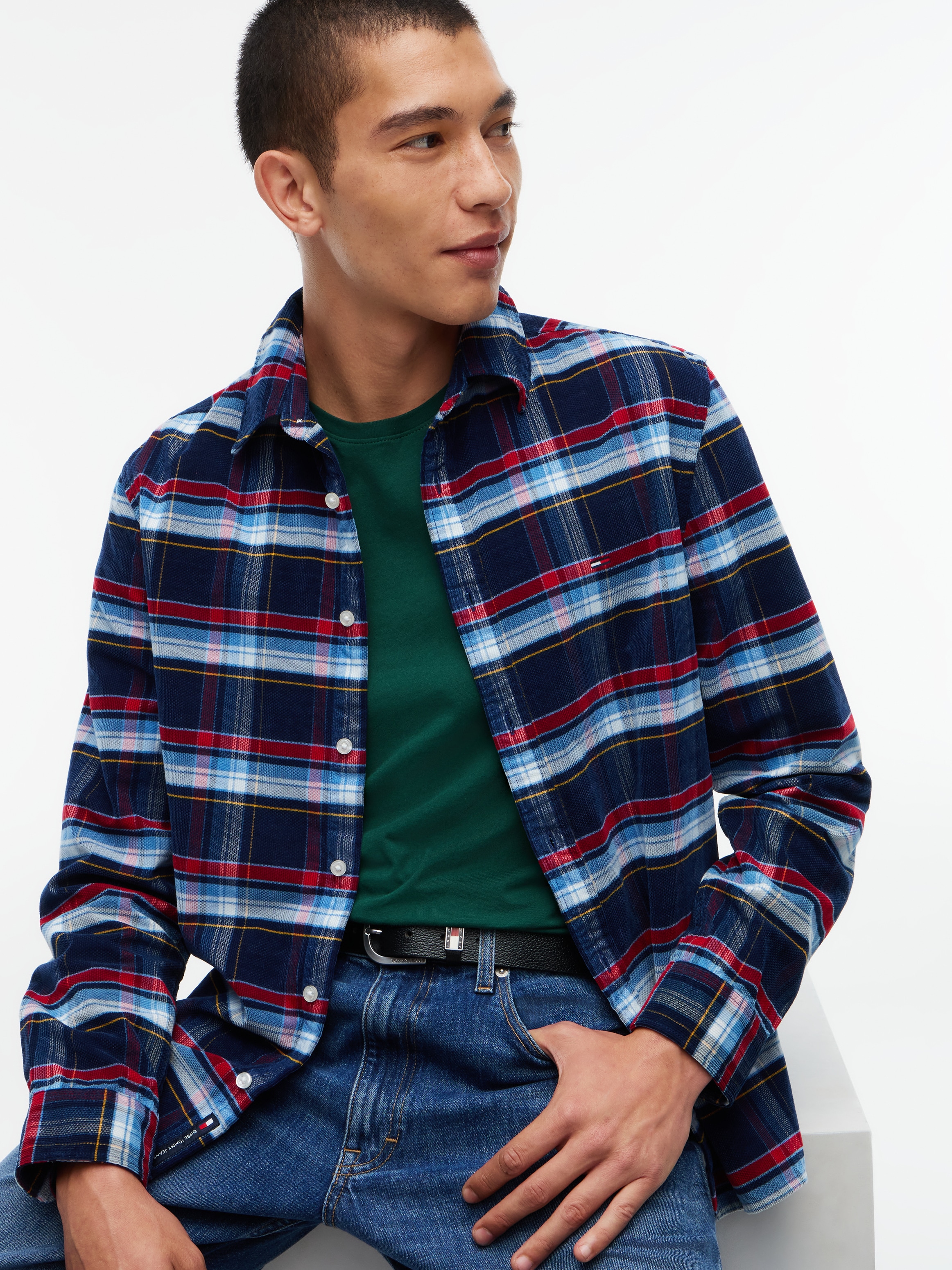 Tommy Jeans Langarmhemd »REGULAR PATTERN CORDUROY« Regular Fit, aus Dobby-Cord