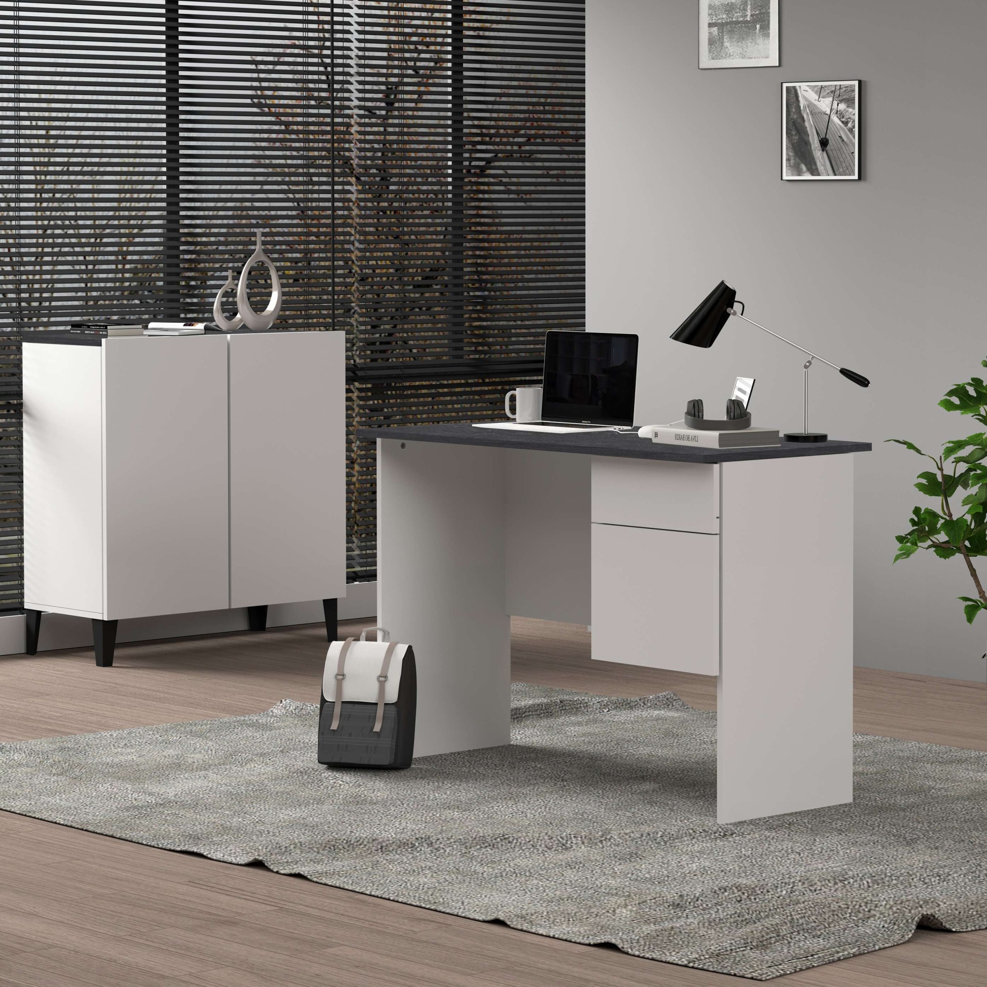 INOSIGN Schreibtisch »Sunrise, kleiner Computertisch, Bürotisch«, mit 1 Tür & 1 Schublade, Tischplatte Breite 110 cm, Made in Italy