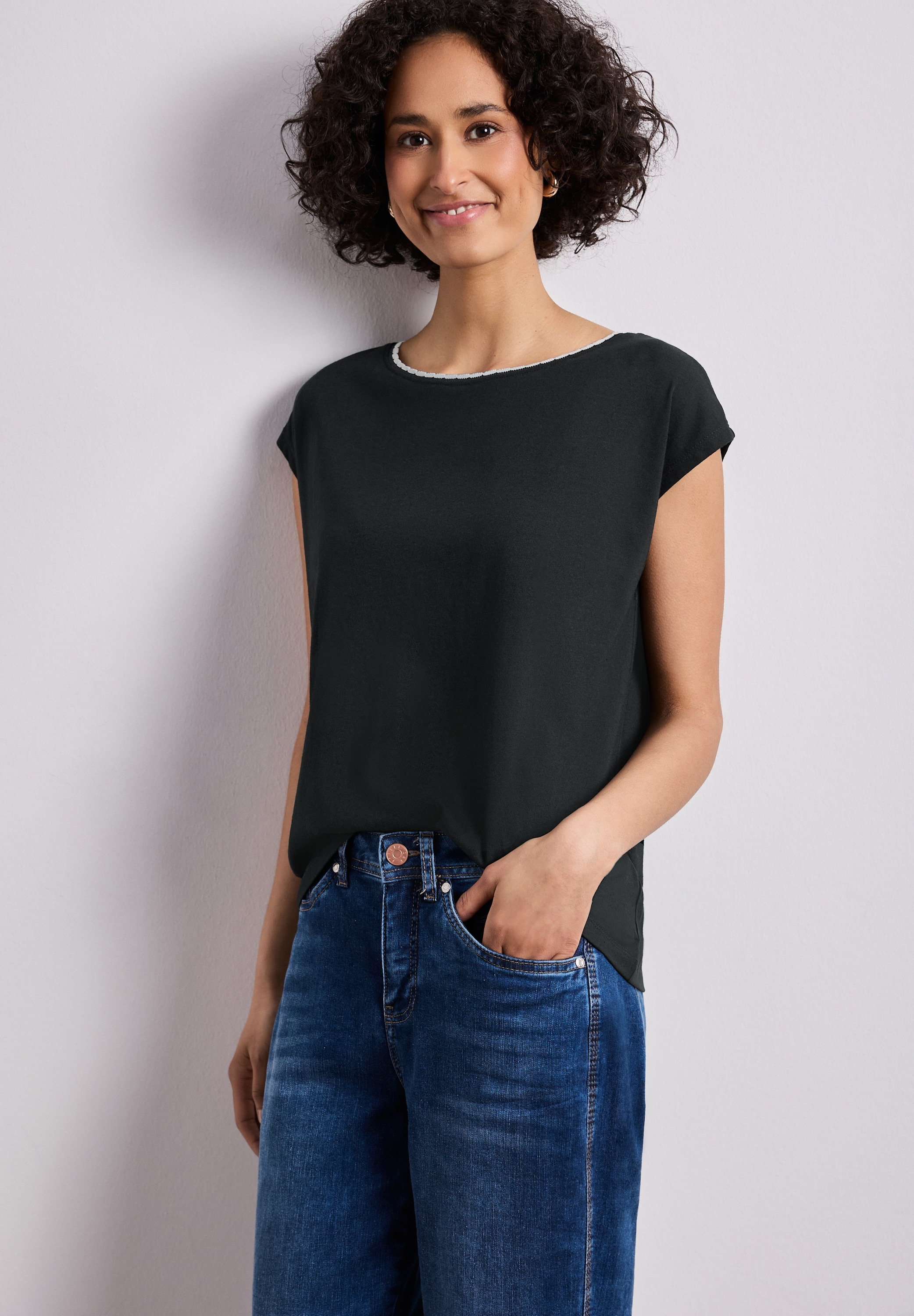 STREET ONE T-Shirt mit U-Boot-Ausschnitt