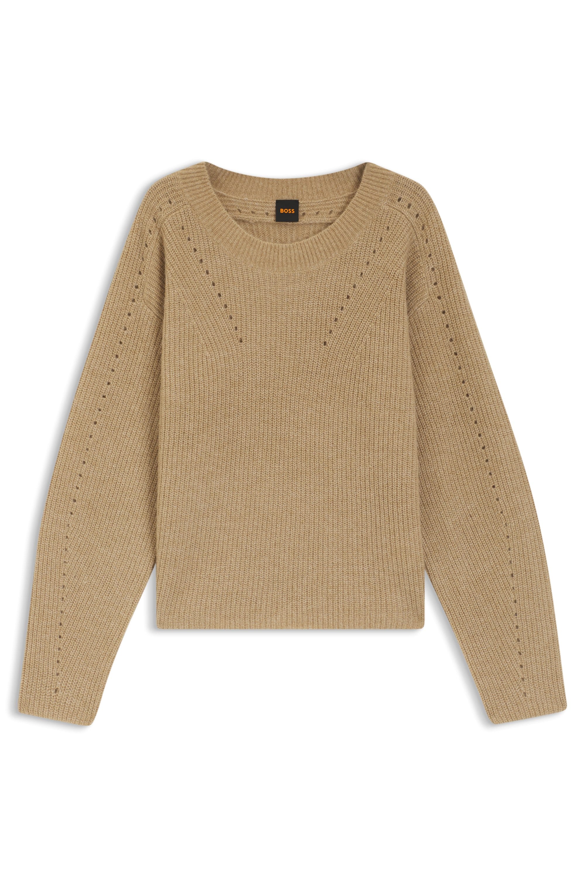 BOSS ORANGE Strickpullover "Fenne Premium Damenmode" mit Ajourlochmuster günstig online kaufen