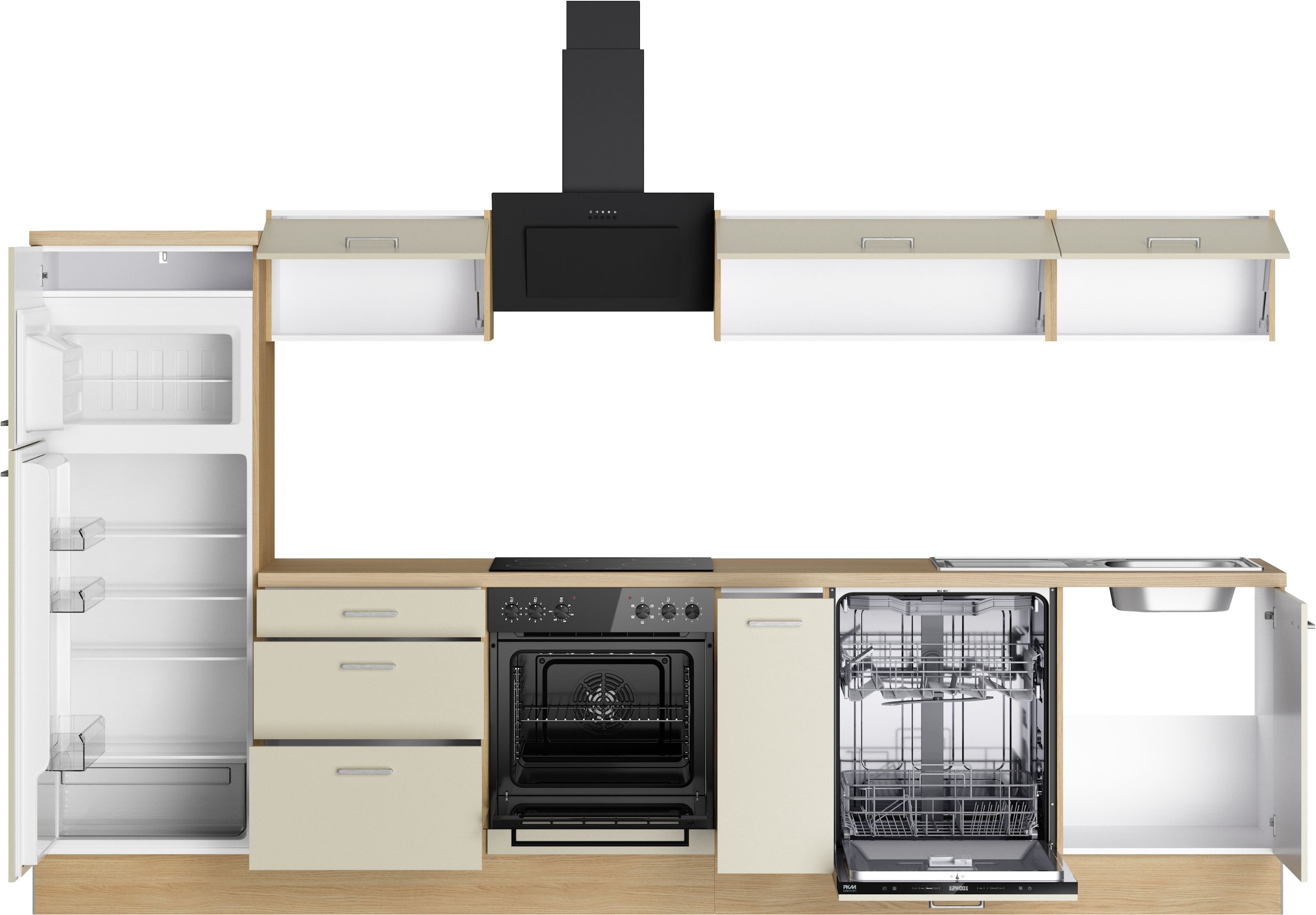 KOCHSTATION Küchenzeile »KS-Sion« Breite 330 cm, neue Technik: OPTIsnap, wahlweise mit E-Geräten