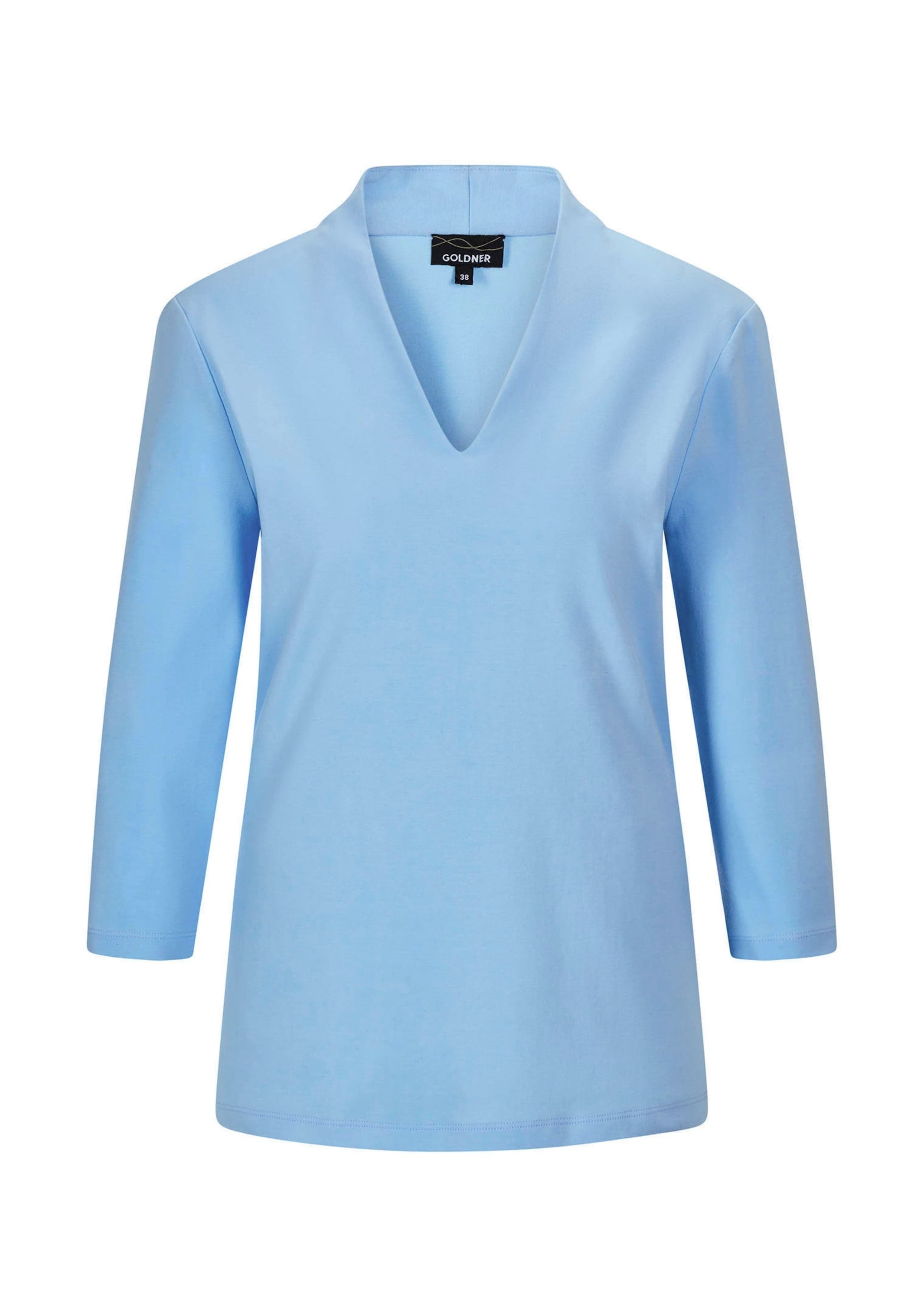 GOLDNER Kurzarmshirt "Kurzgröße Elegantes Basic-Shirt mit V-Ausschnitt" V-Ausschnitt