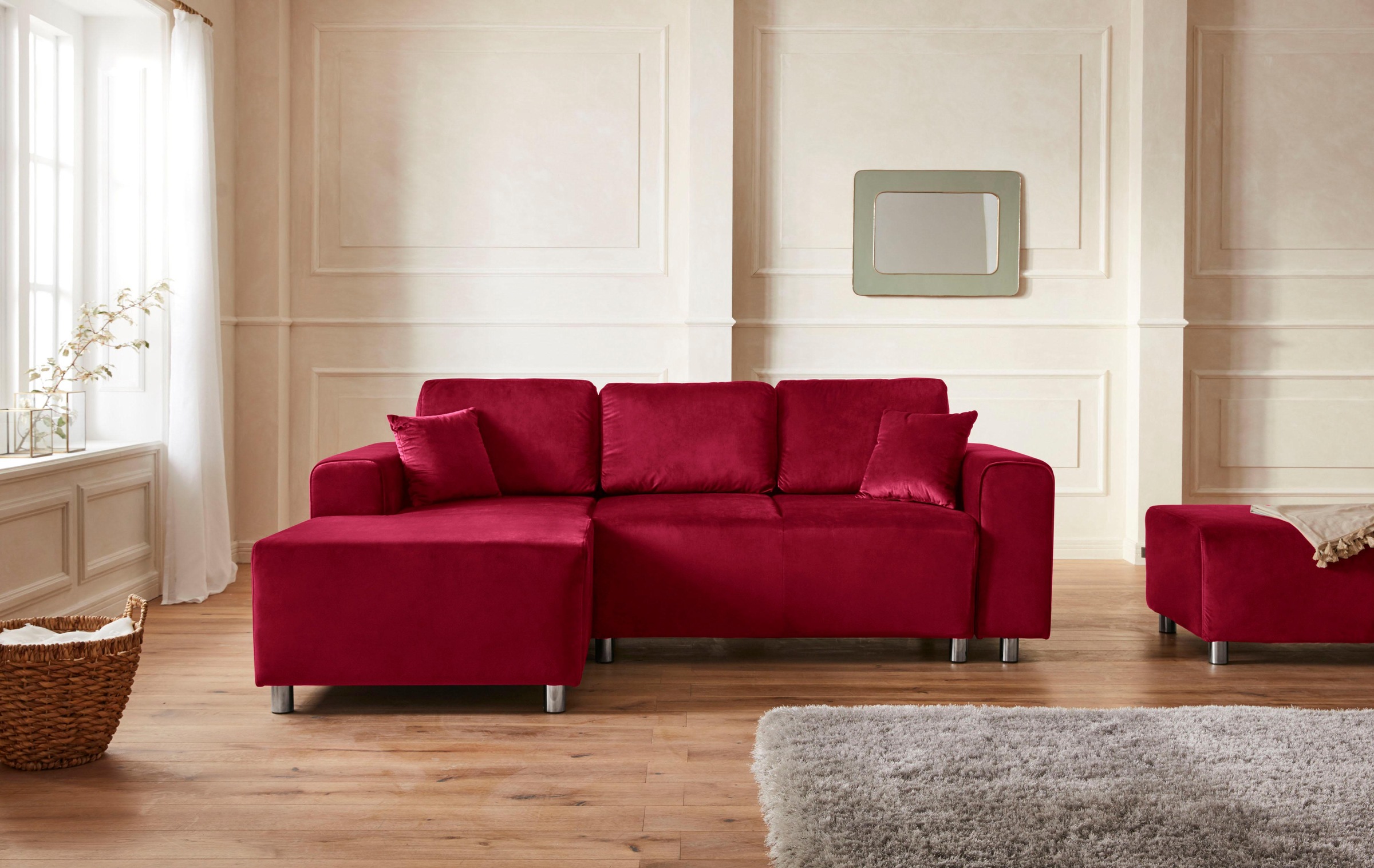 Thumbnail - Home affaire Ecksofa "Györ" L-Form, wahlweise mit Bettfunktion und Bettkasten incl. 2 Zierkissen